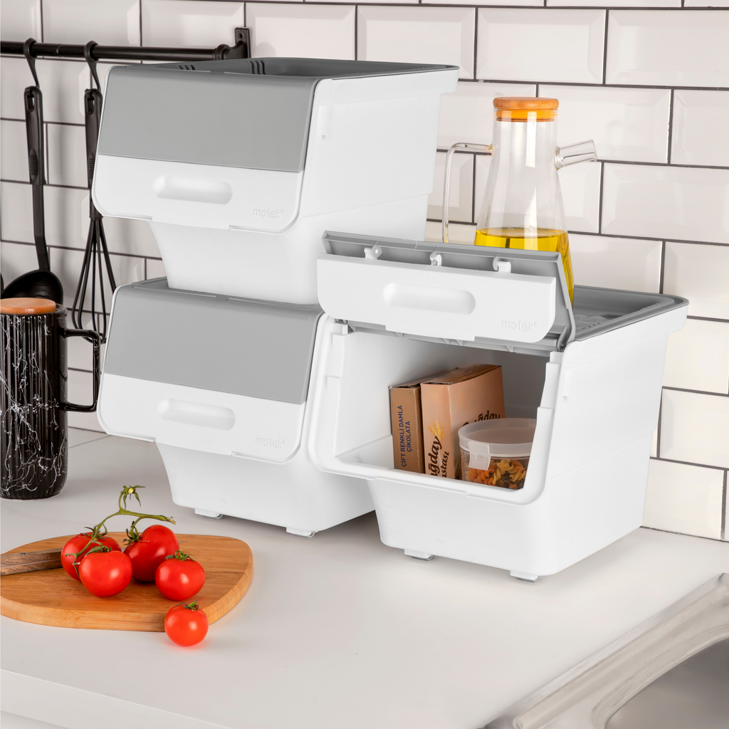 Stackable Storage Organiser Wheeled Toy Box (Grey 3x12LT)