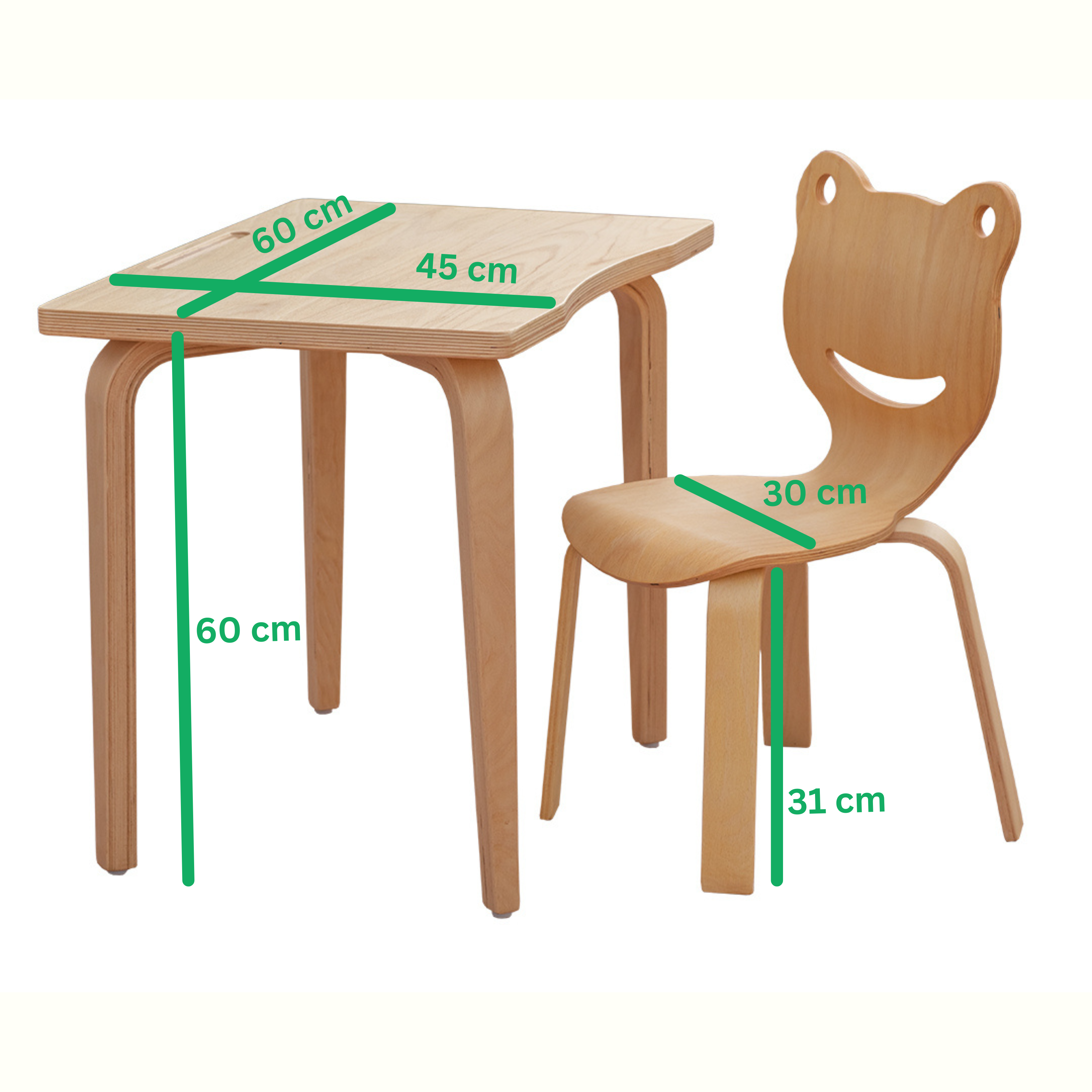 Montessori Table and Chair Set for Kids - Frog