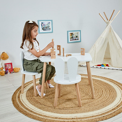 Montessori Table and Chair Set for Kids - Bunny Ears Snowflake