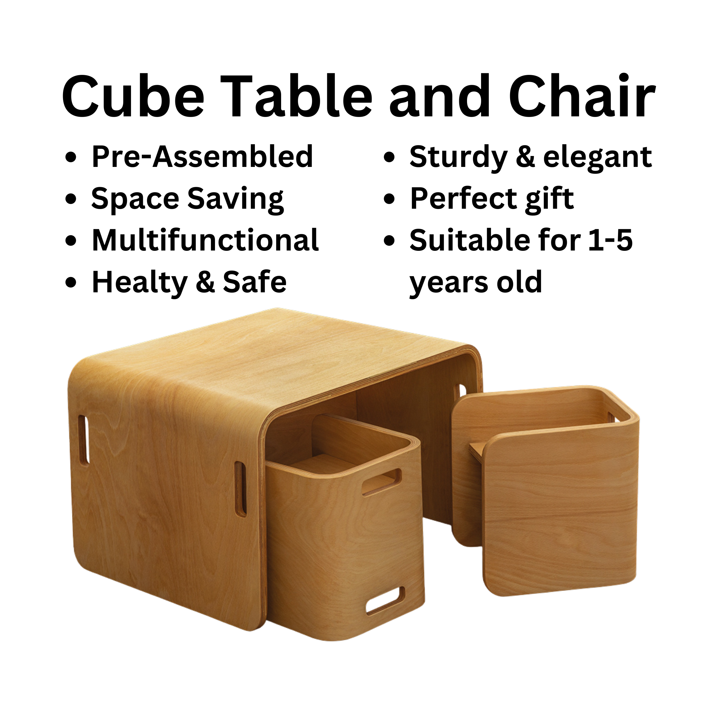 Montessori Cube Table and Chair Set for Kids - Flexy