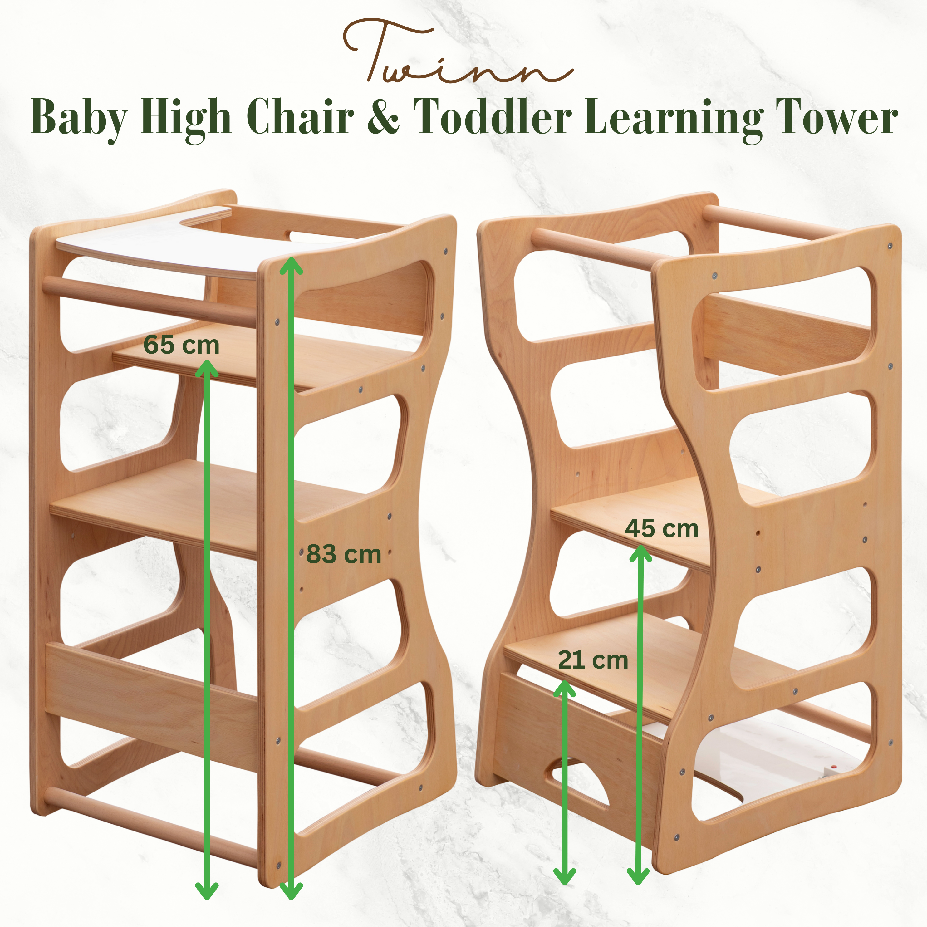 Twinn 2-in-1 Multipurpose Baby High Chair & Toddler Learning Tower