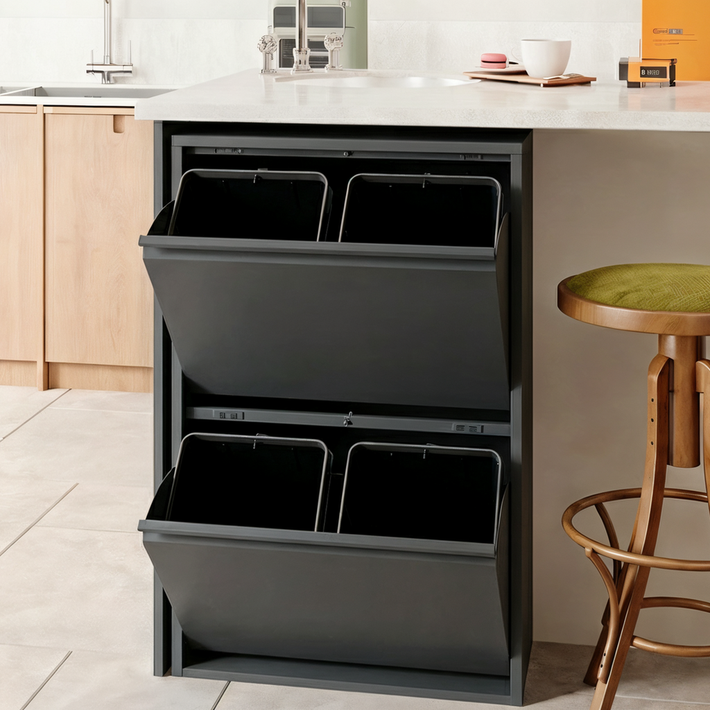 Metal Recycling Bin, Waste Separation Units - Rukh Grey