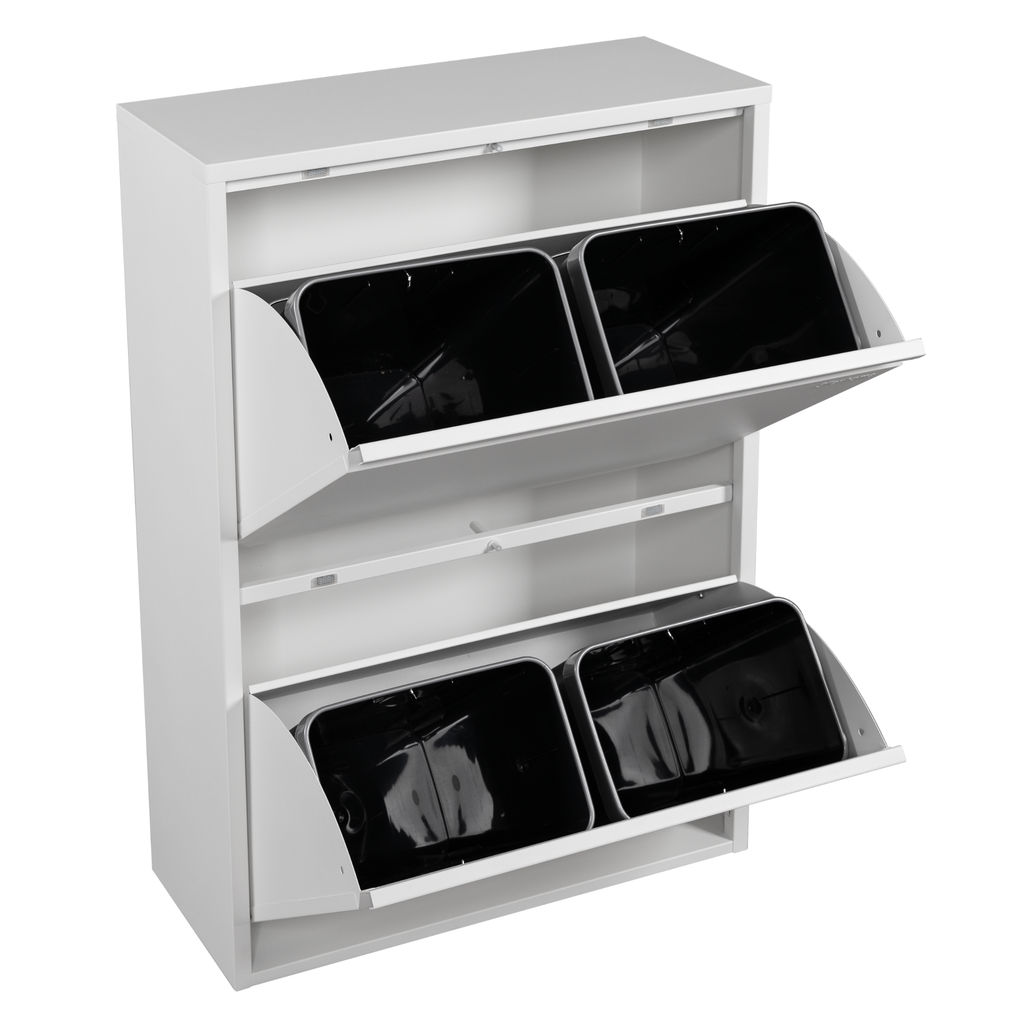Metal Recycling Bin, Waste Separation Units - Rukh White