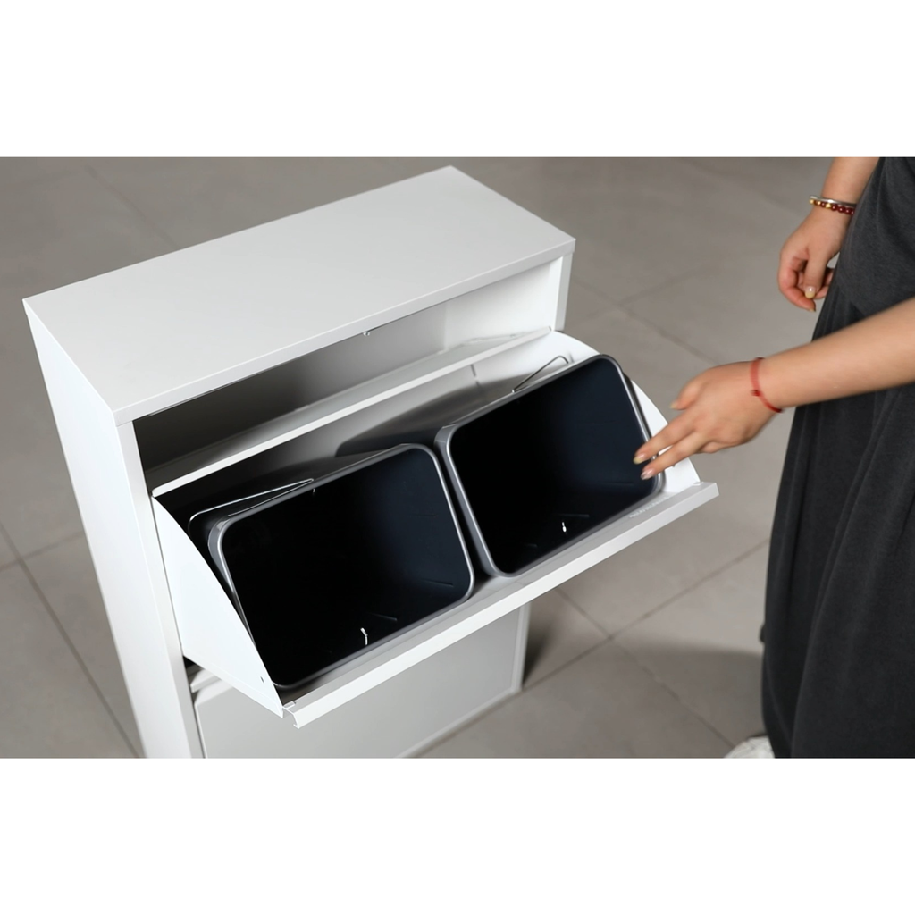 Metal Recycling Bin, Waste Separation Units - Rukh White