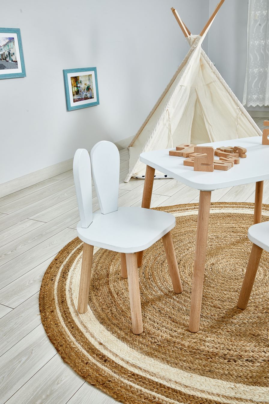 Montessori Table and Chair Set for Kids - Bunny Ears Snowflake