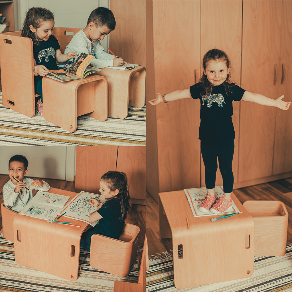 Montessori Cube Table and Chair Set for Kids - Flexy