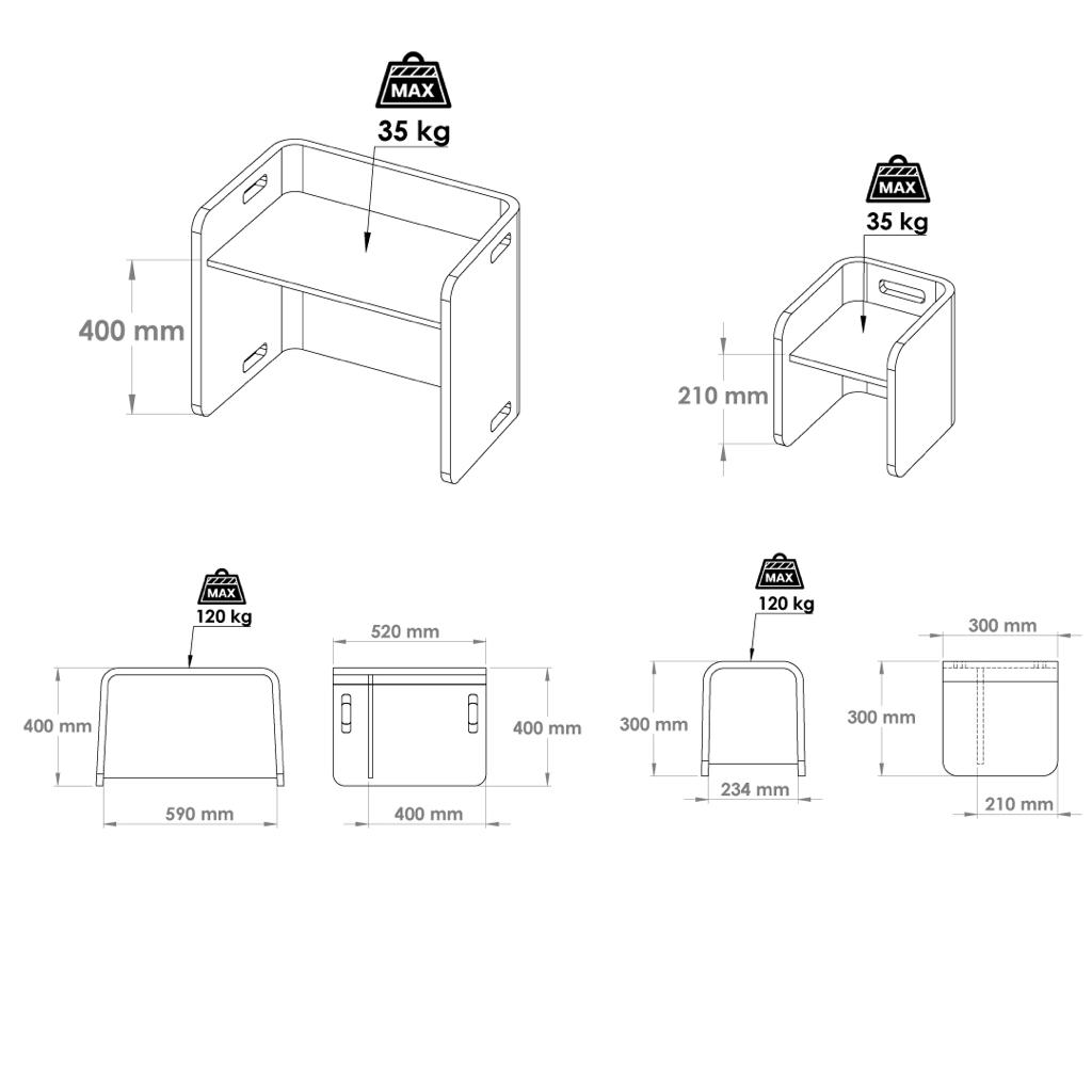 Montessori Cube Table and Chair Set for Kids - Flexy