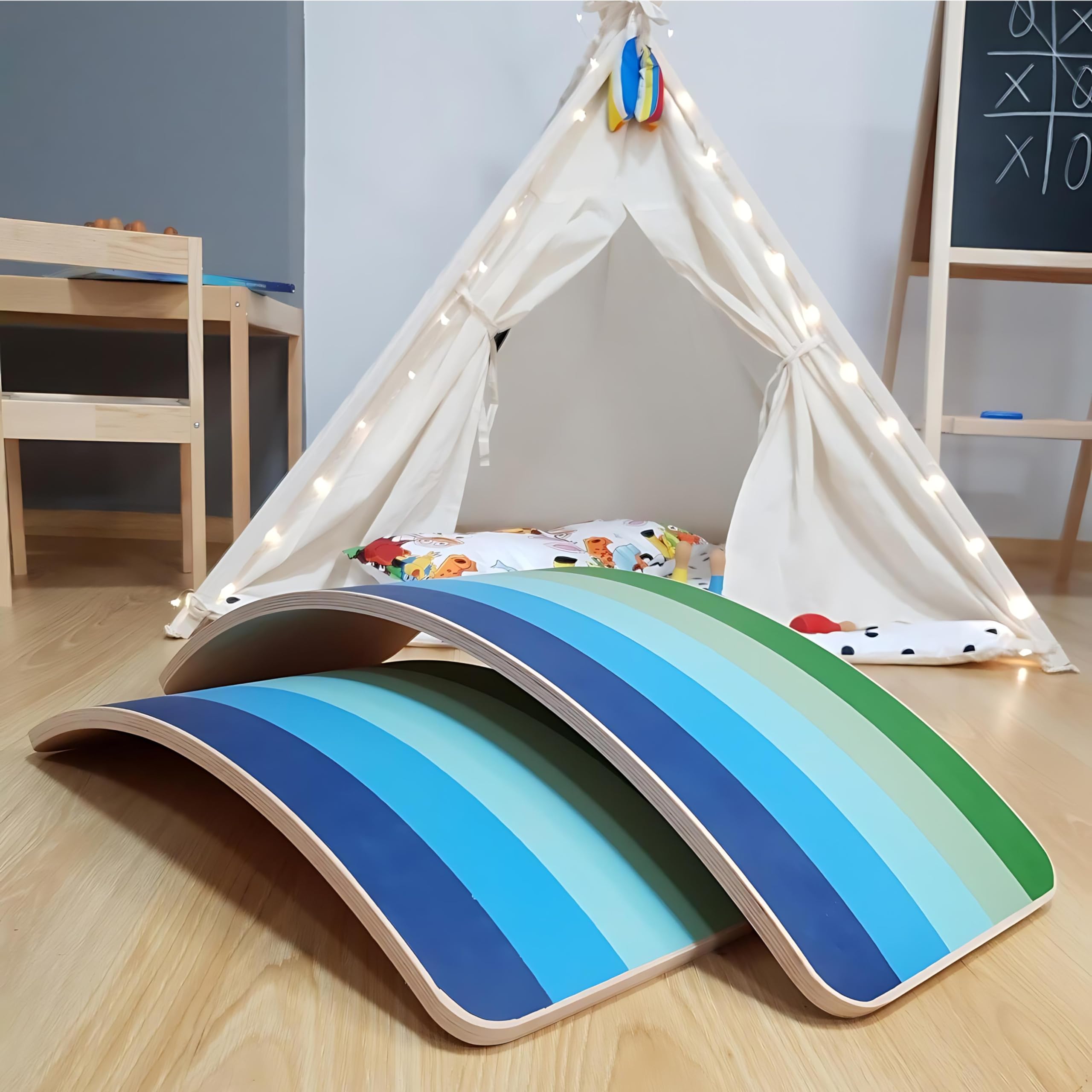 Kids Balance Board Wooden - Aqua