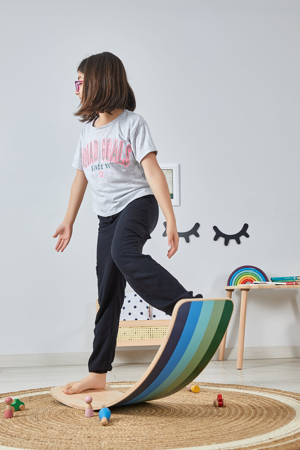 Wooden Balance Board - Aqua