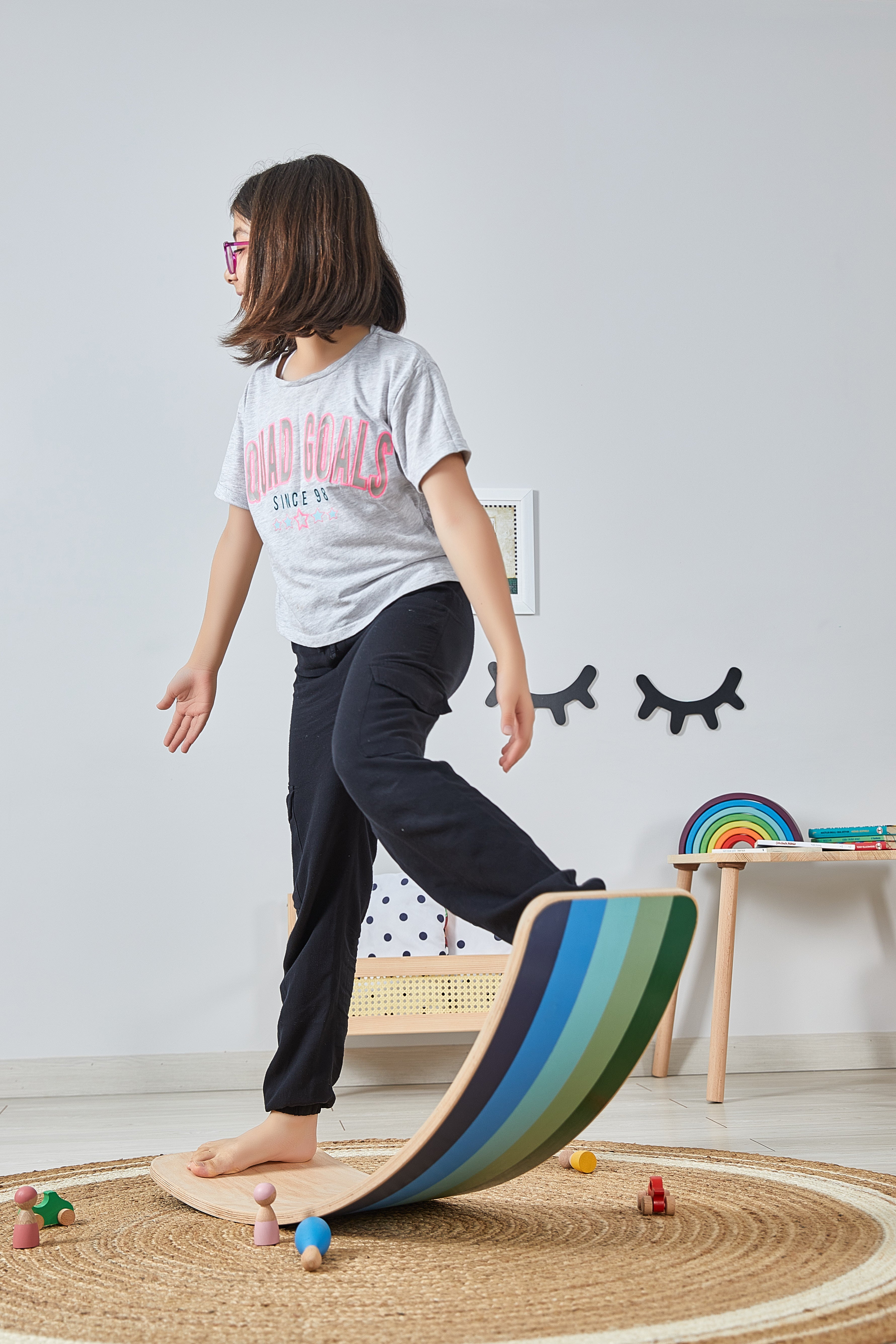 Wooden Balance Board - Aqua