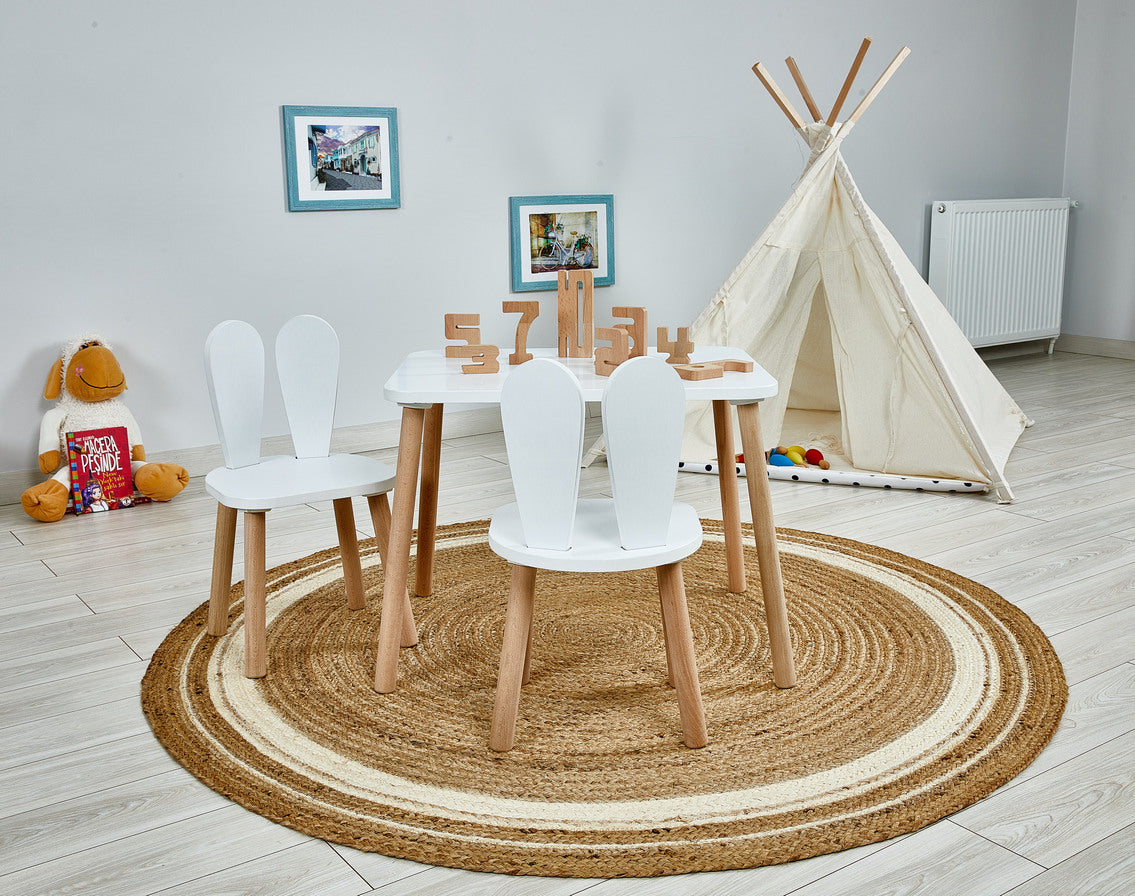 Montessori Table and Chair Set for Kids - Bunny Ears Snowflake