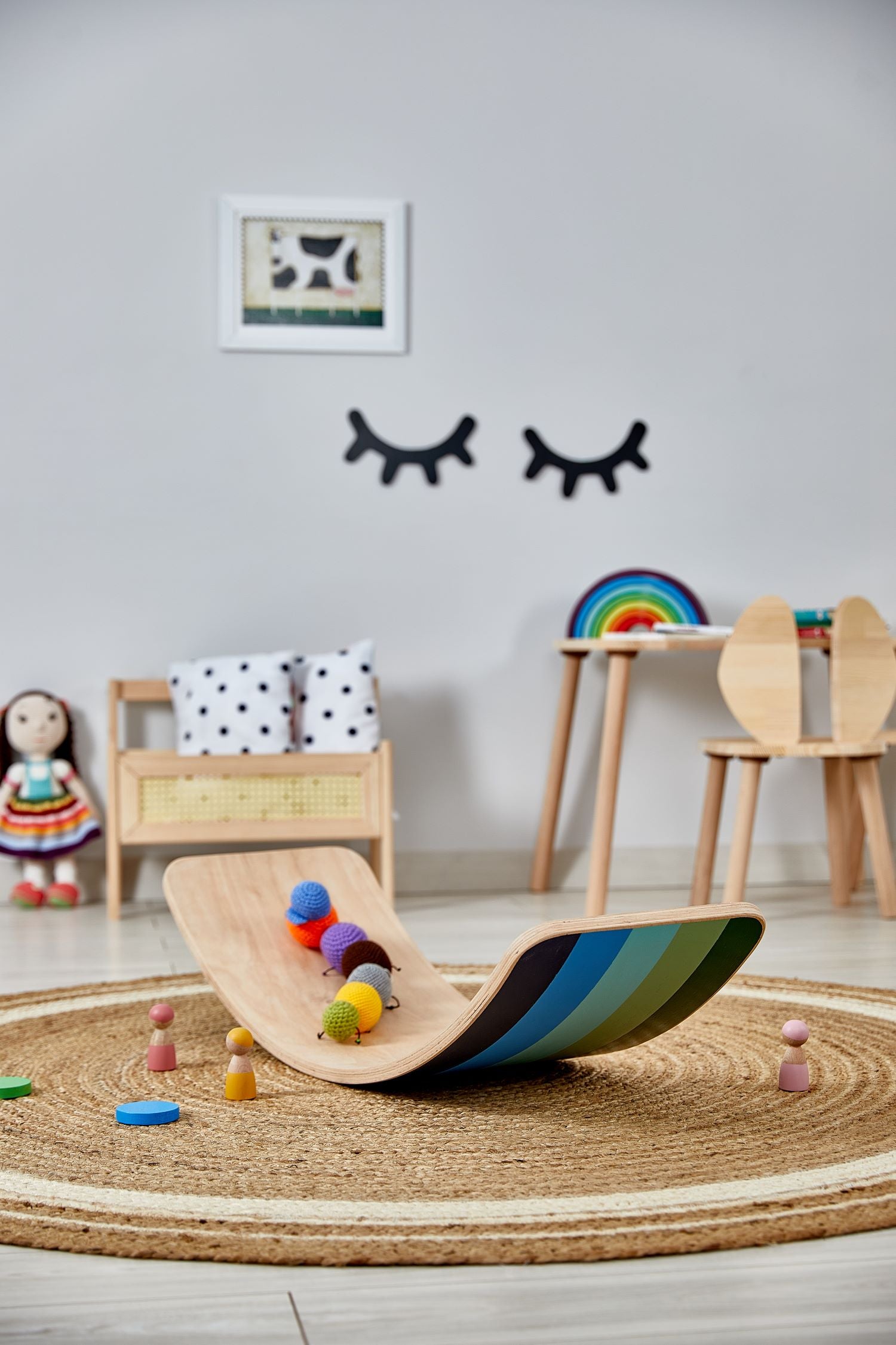 Wooden Balance Board - Aqua