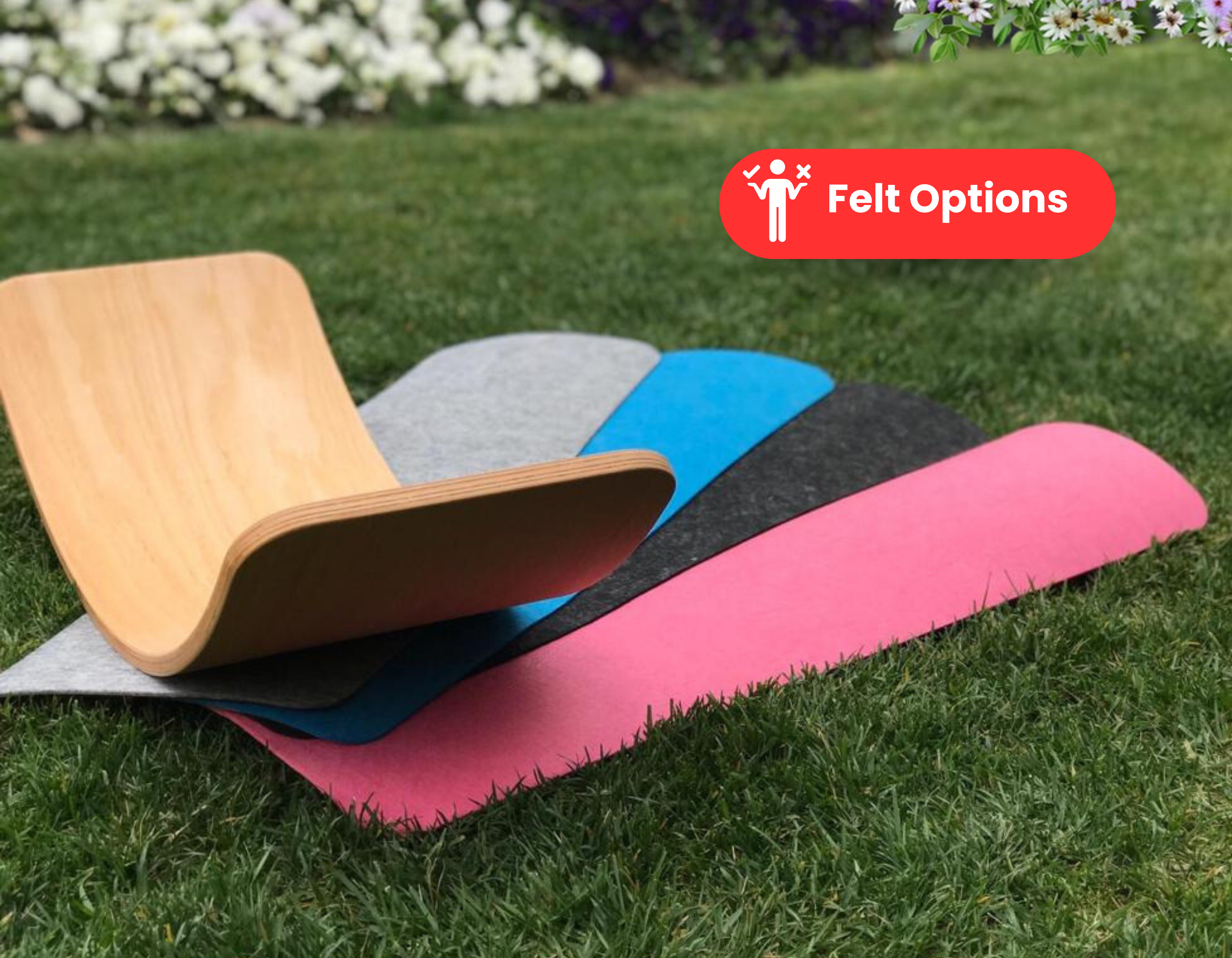 Wooden Balance Board - Grey Felt