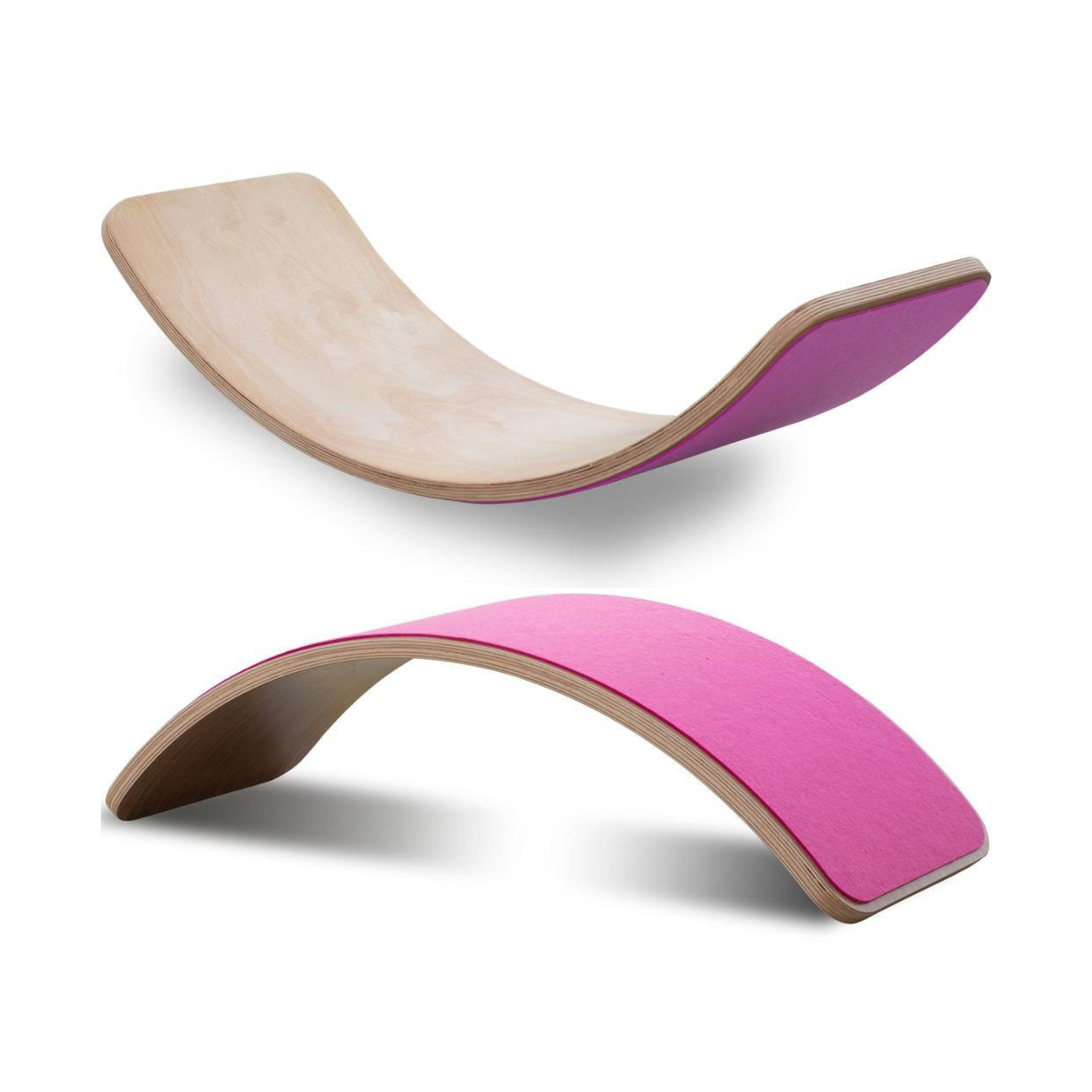 Wooden Balance Board - Pink Felt
