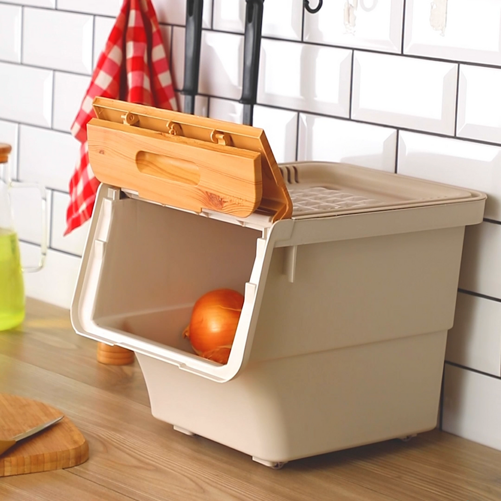 Stackable Storage Organiser Wheeled Toy Box (Bamboo 3x33LT)