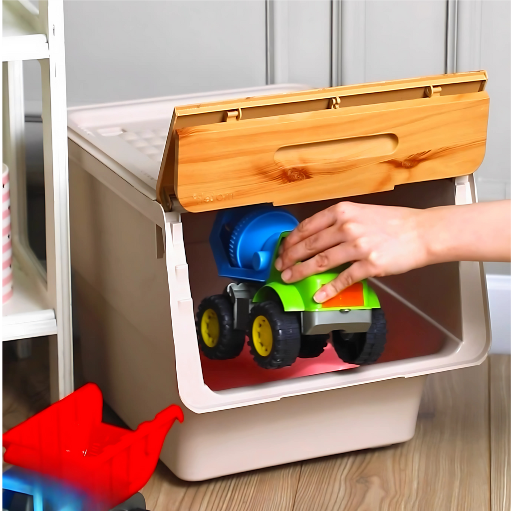 Stackable Storage Organiser Wheeled Toy Box (Bamboo 3x33LT)