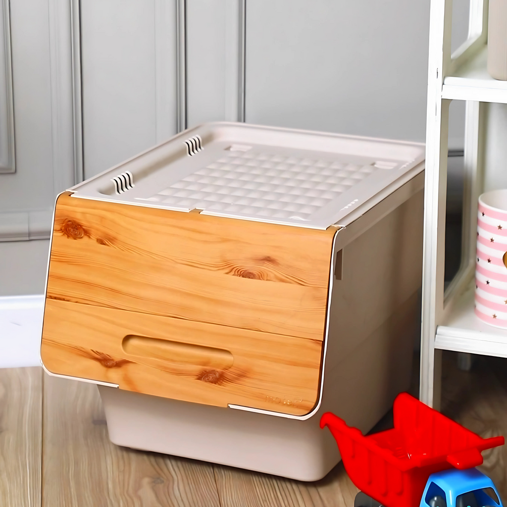 Stackable Storage Organiser Wheeled Toy Box (Bamboo 3x33LT)