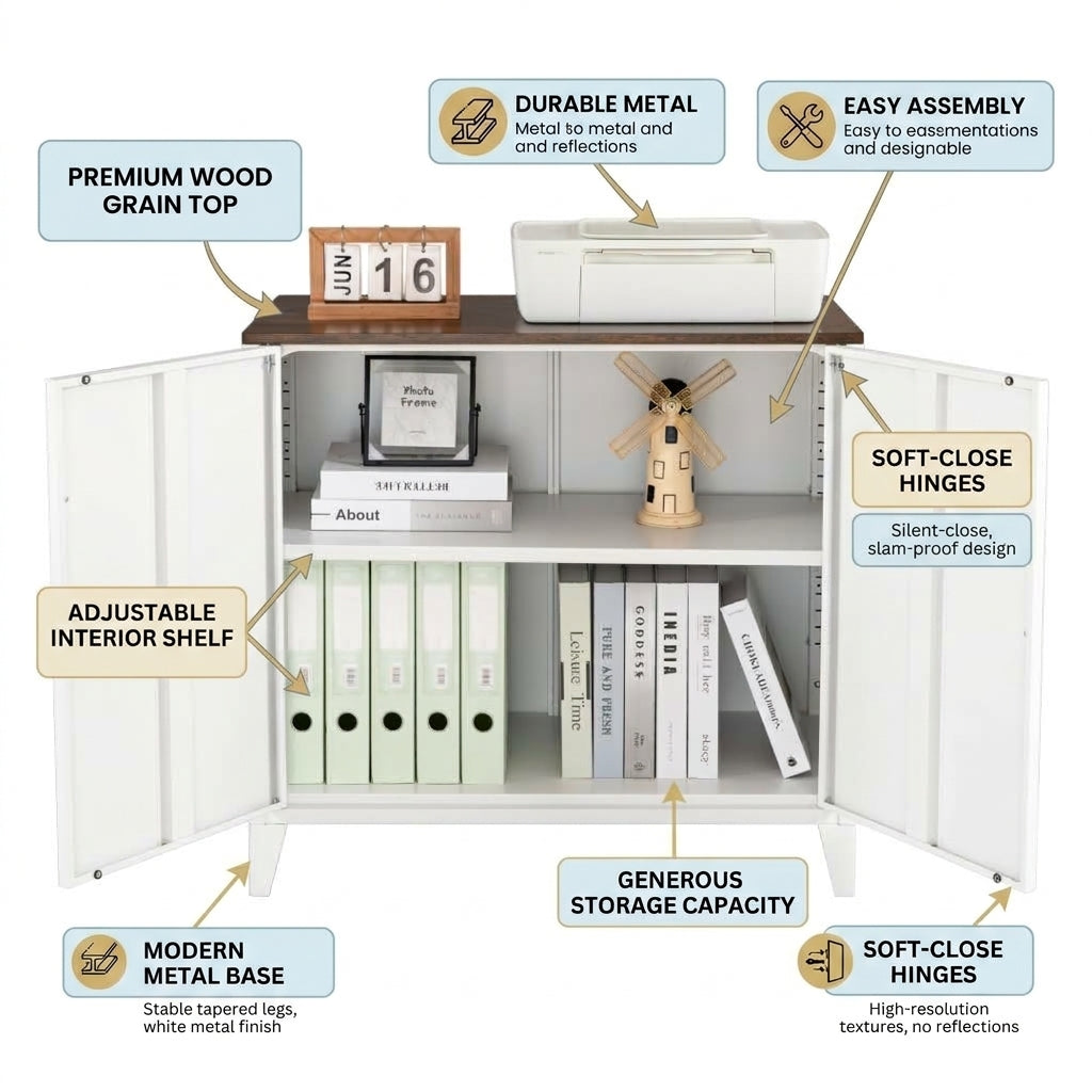 Metal Storage Cupboards, Side Cabinets - Bennu White