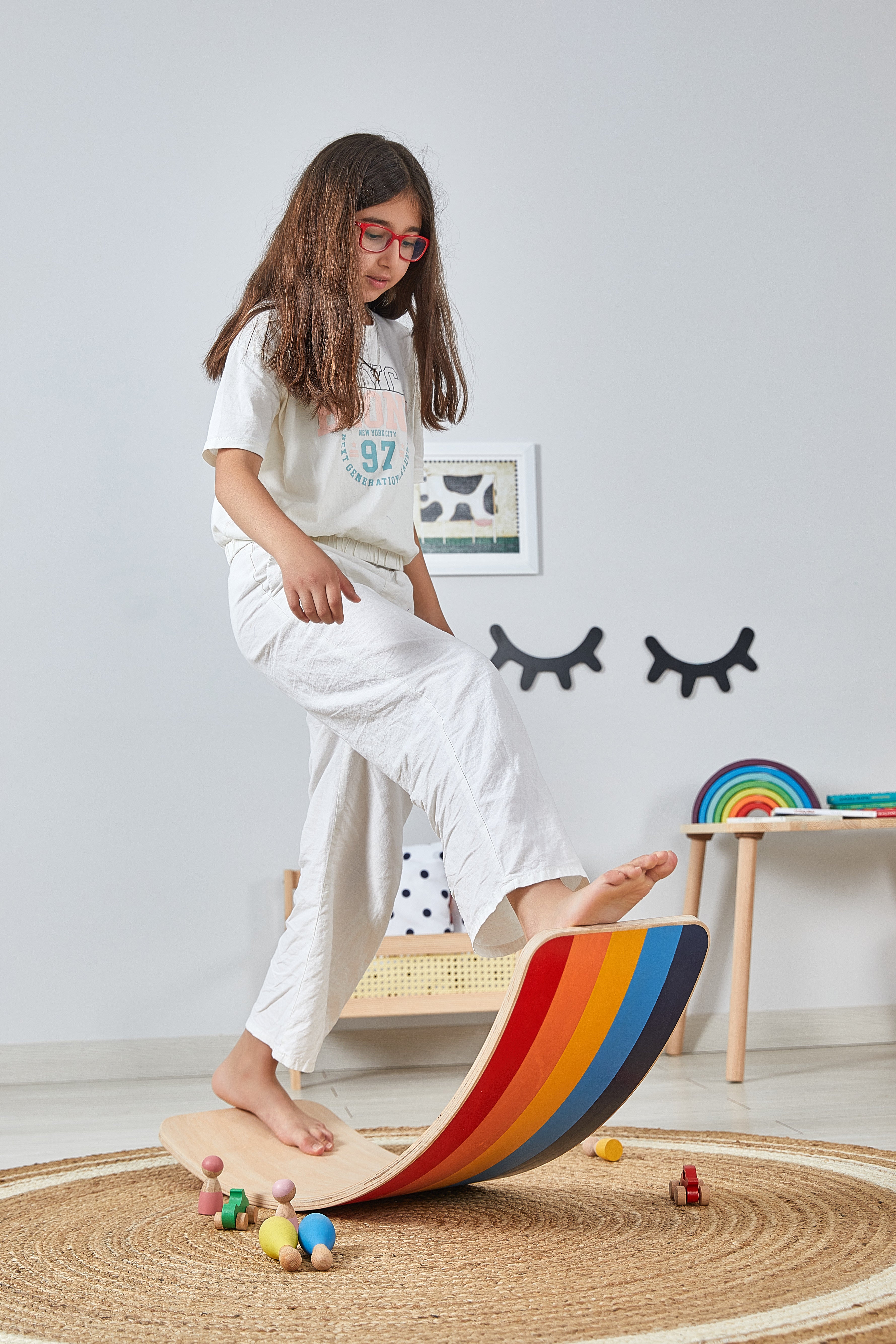 Wooden Balance Board - Rainbow
