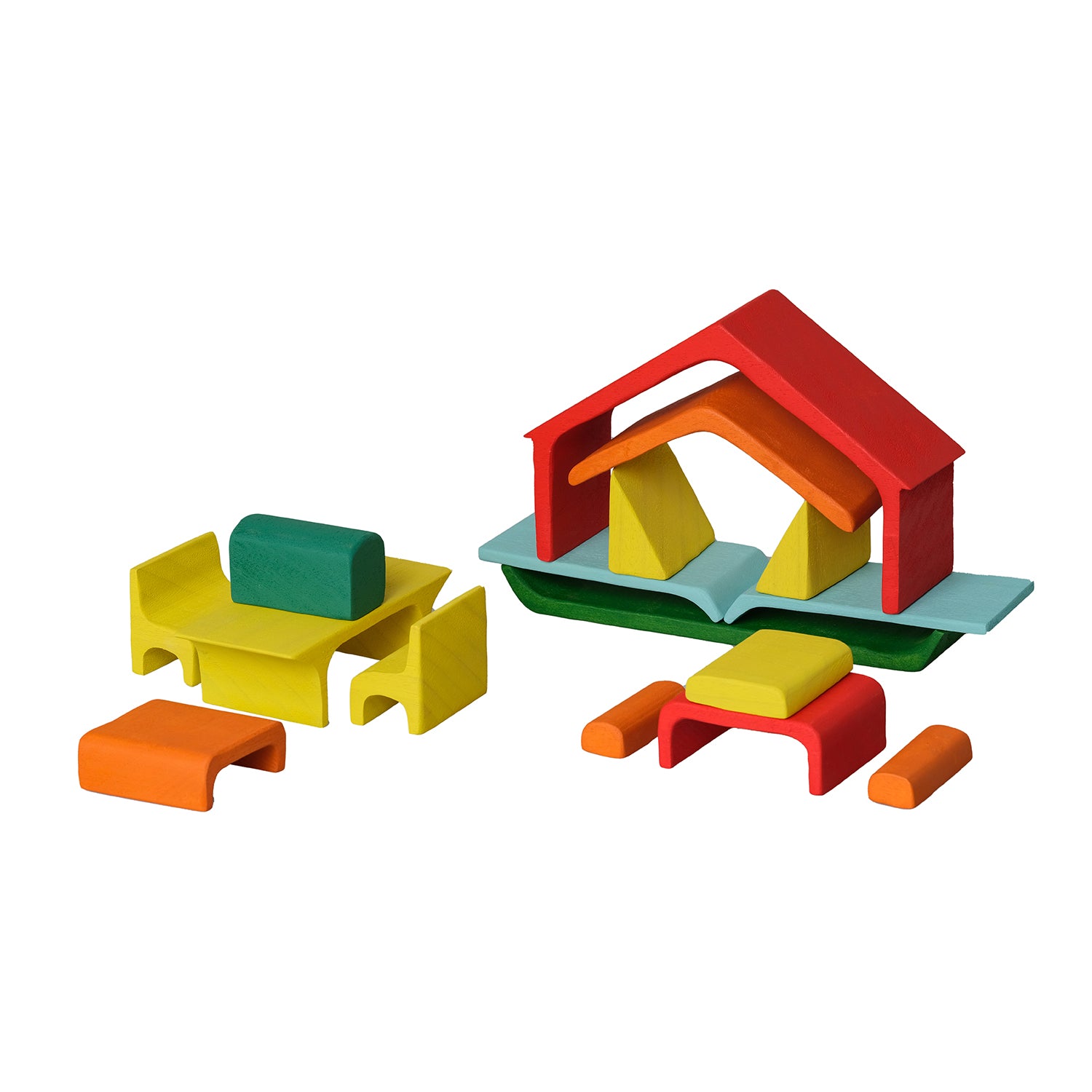Rainbow Stacking Toy - Triangle Stacker Puzzle House 16 pcs