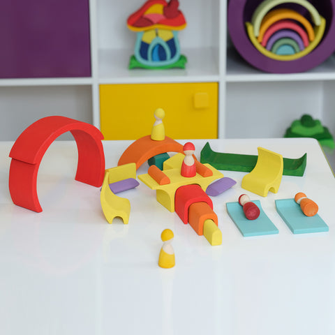 18 pcs Rainbow Puzzle Dolls' House