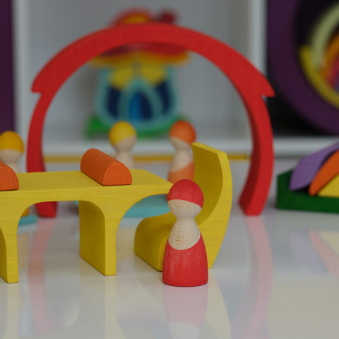 18 pcs Rainbow Puzzle Dolls' House