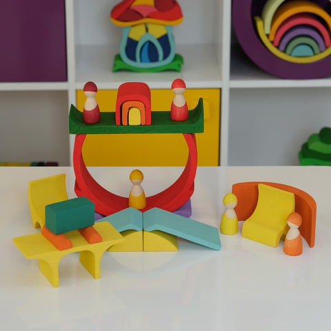 18 pcs Rainbow Puzzle Dolls' House