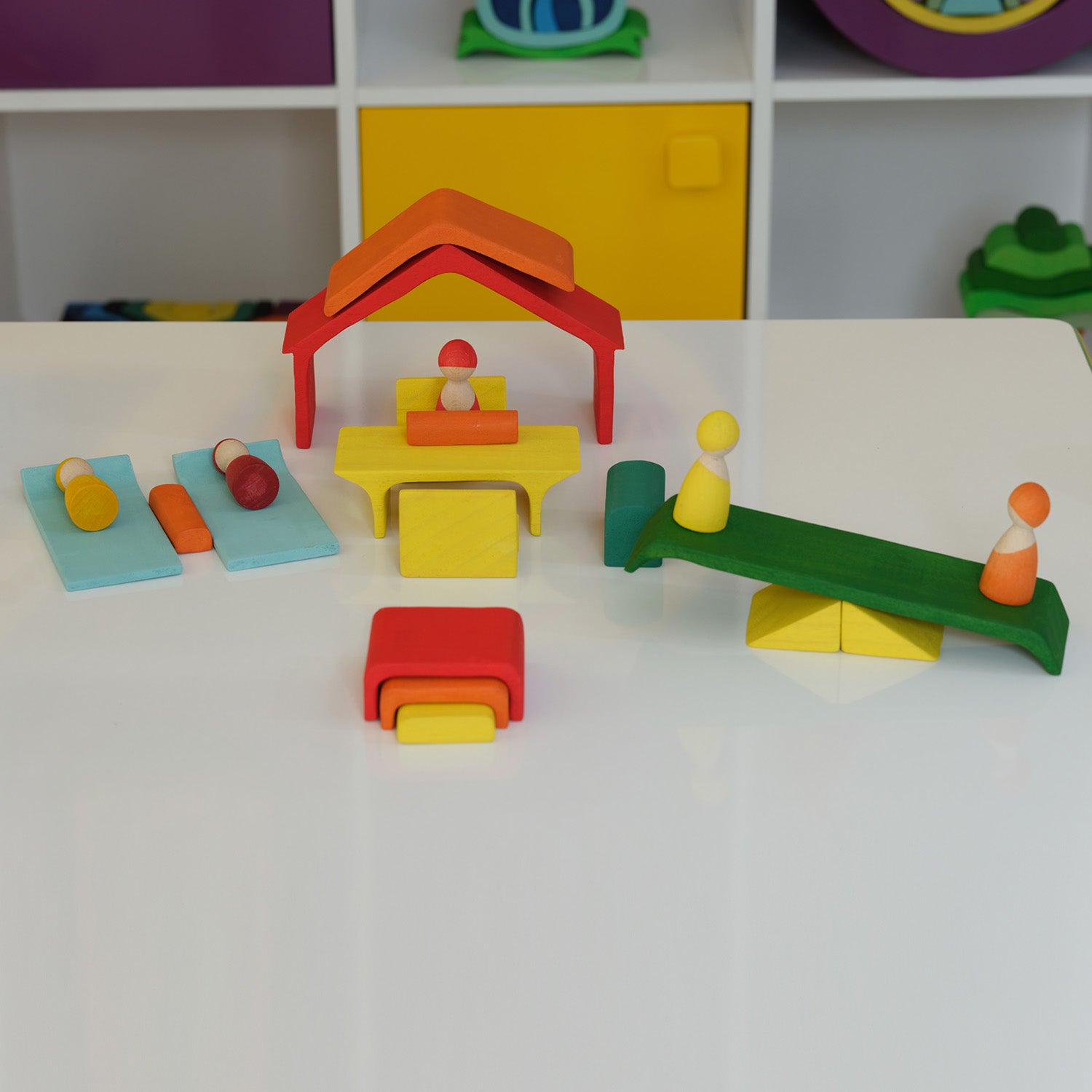 Rainbow Stacking Toy - Triangle Stacker Puzzle House 16 pcs