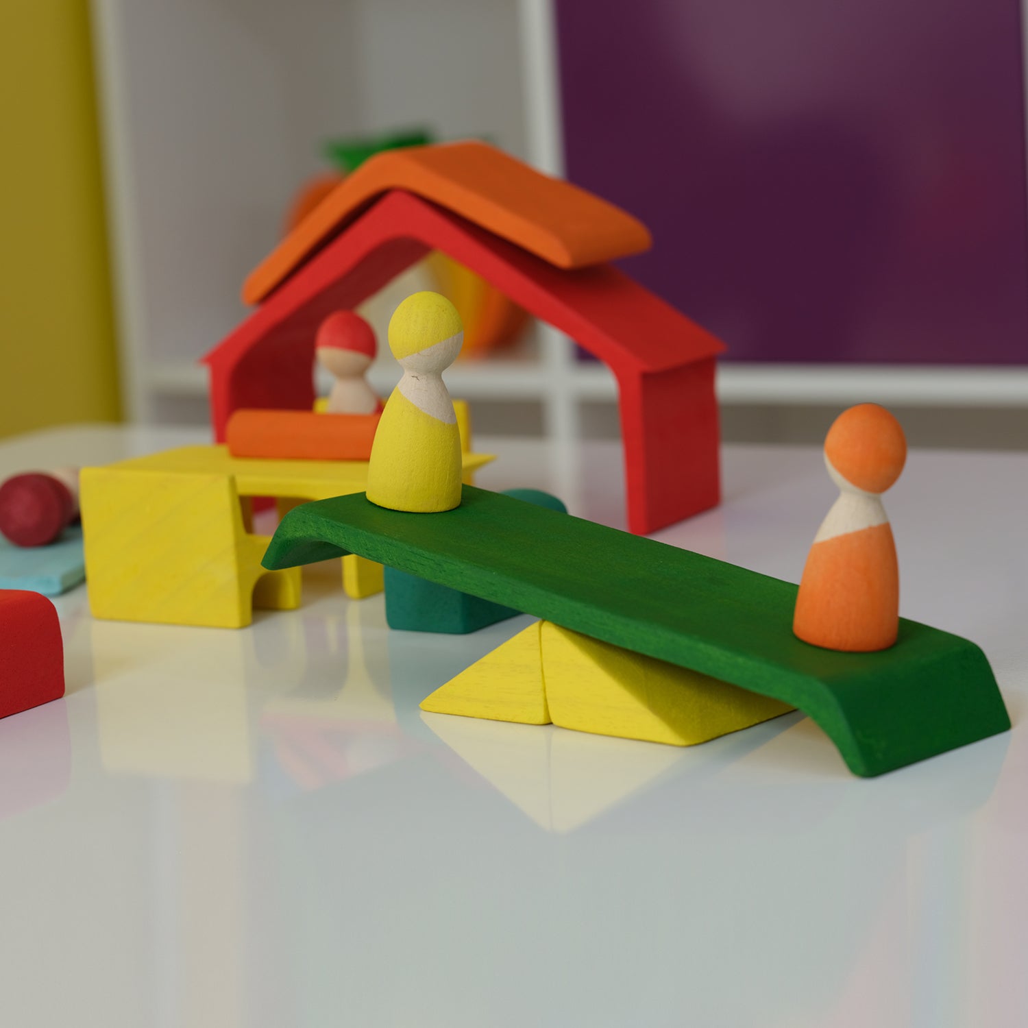 Rainbow Stacking Toy - Triangle Stacker Puzzle House 16 pcs