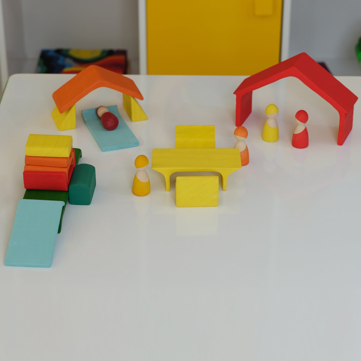 Rainbow Stacking Toy - Triangle Stacker Puzzle House 16 pcs