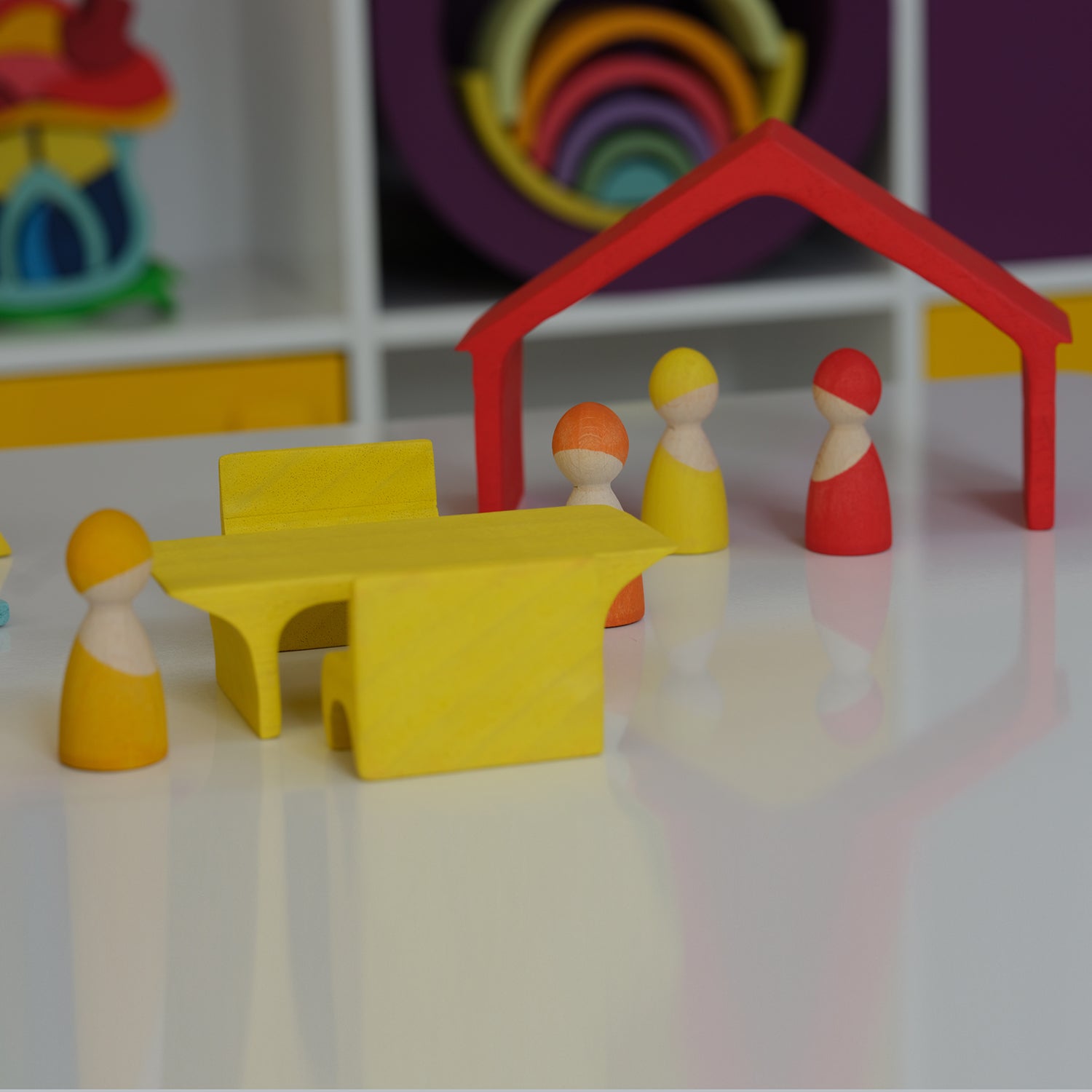 Rainbow Stacking Toy - Triangle Stacker Puzzle House 16 pcs