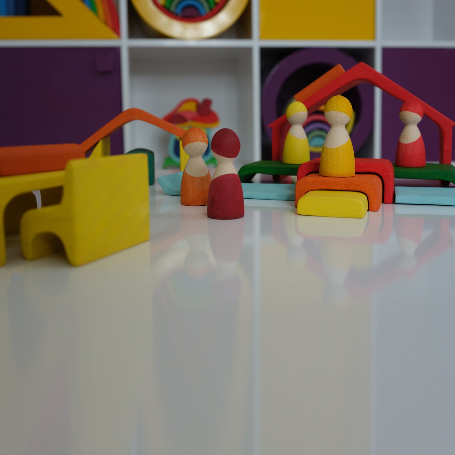 Rainbow Stacking Toy - Triangle Stacker Puzzle House 16 pcs