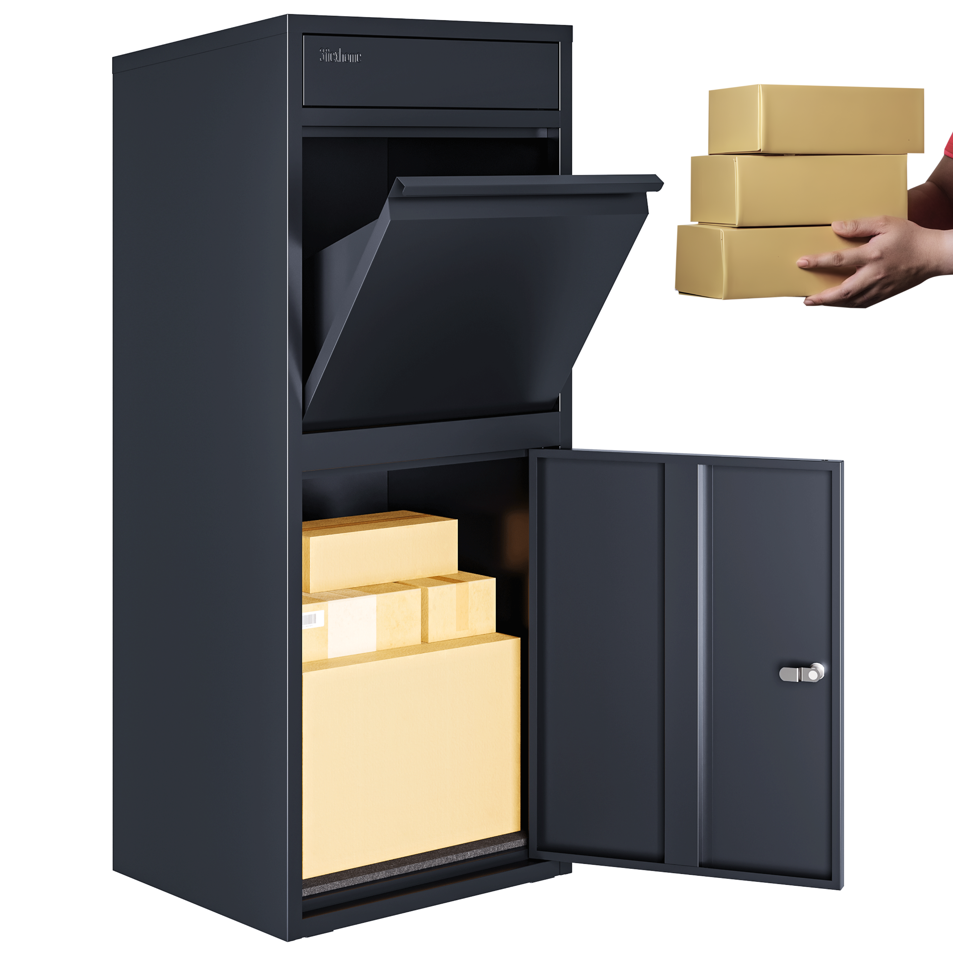 RERURBISHED - Metal Parcel Delivery Box Outdoor - Extra Large (Grey)