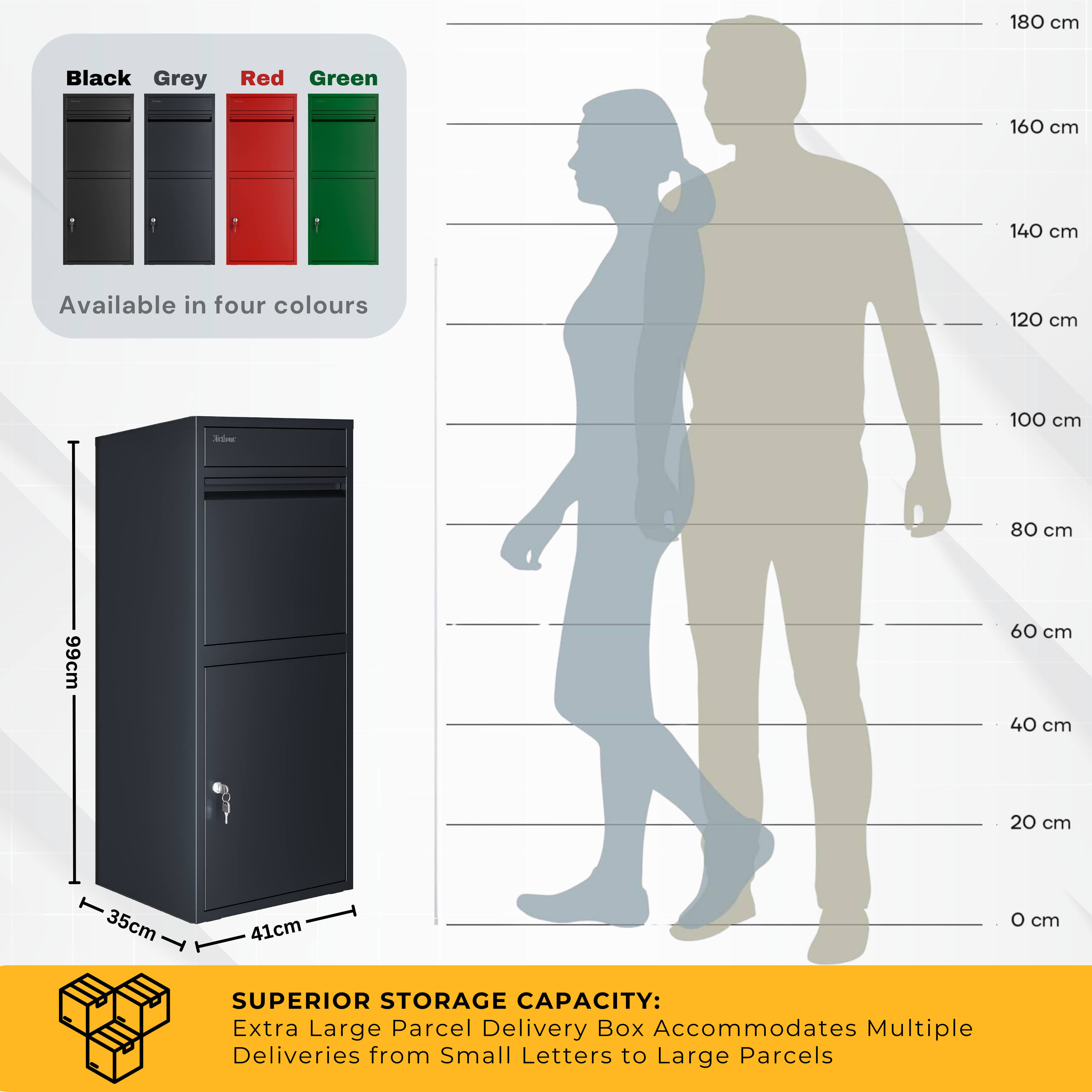 RERURBISHED - Metal Parcel Delivery Box Outdoor - Extra Large (Grey)