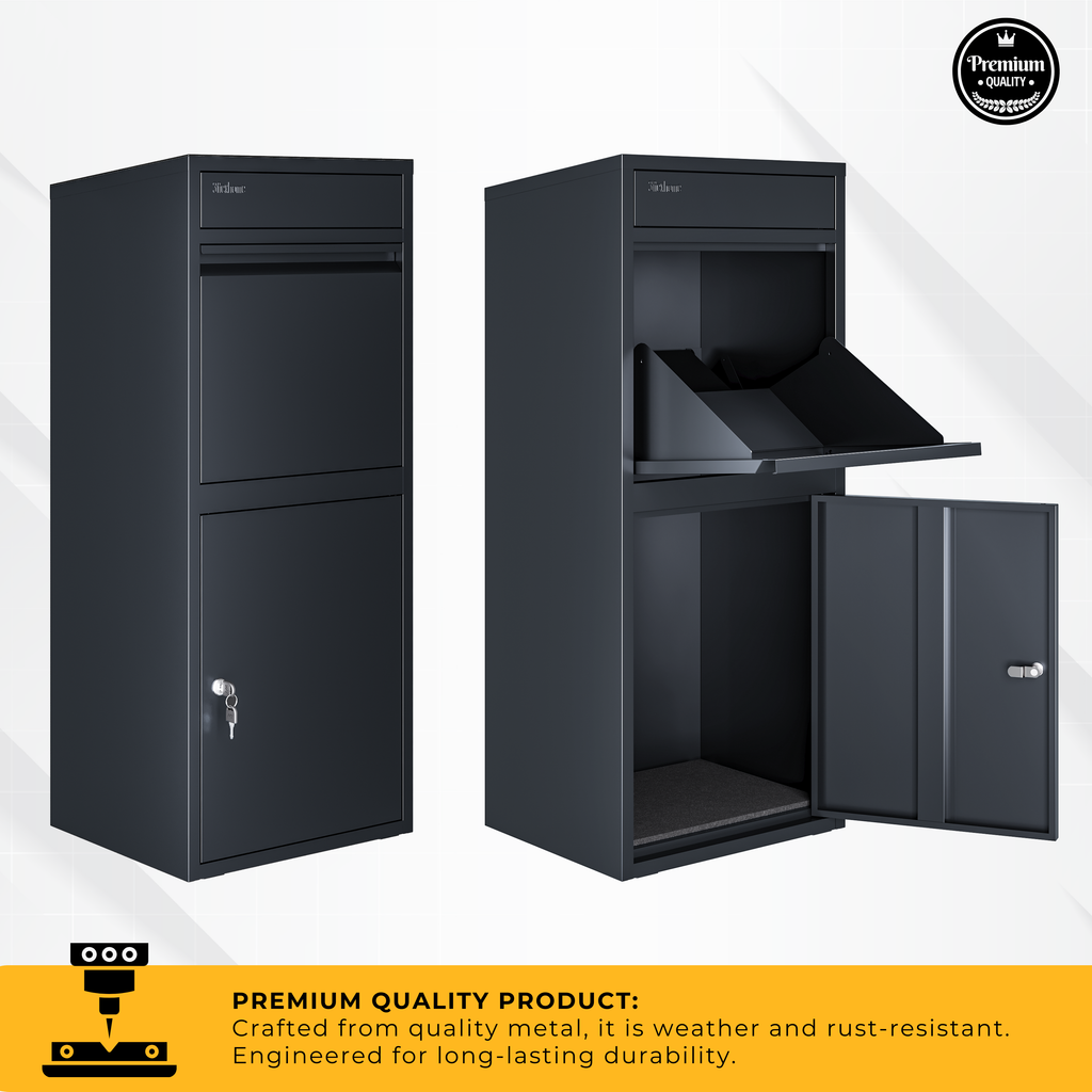 RERURBISHED - Metal Parcel Delivery Box Outdoor - Extra Large (Grey)