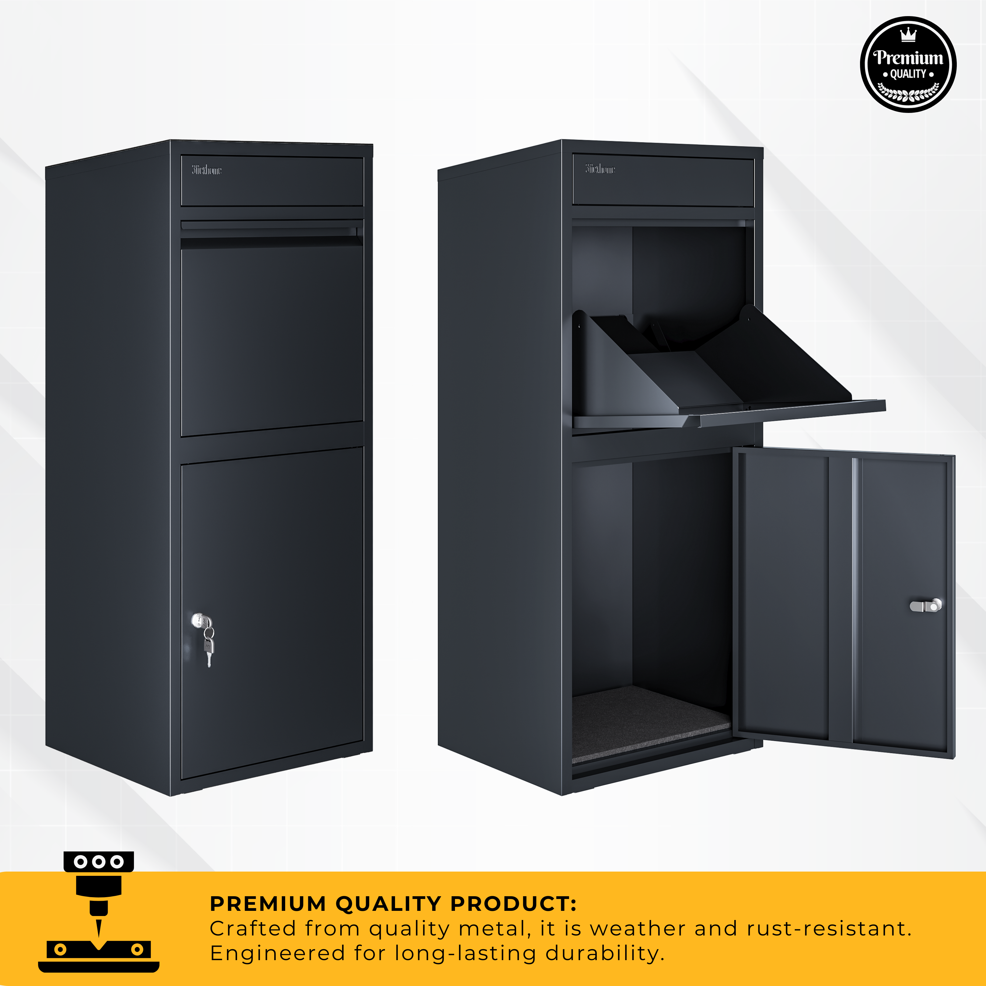 RERURBISHED - Metal Parcel Delivery Box Outdoor - Extra Large (Grey)