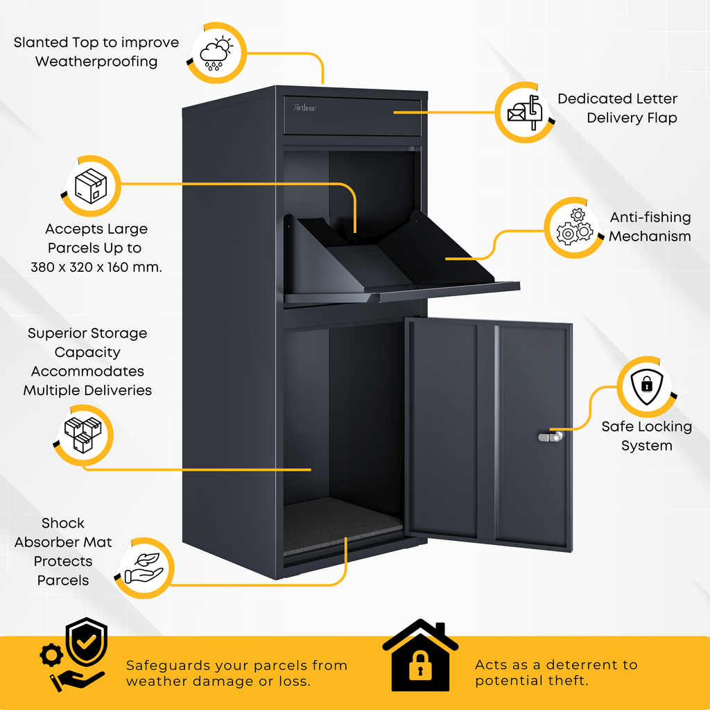 RERURBISHED - Metal Parcel Delivery Box Outdoor - Extra Large (Grey)