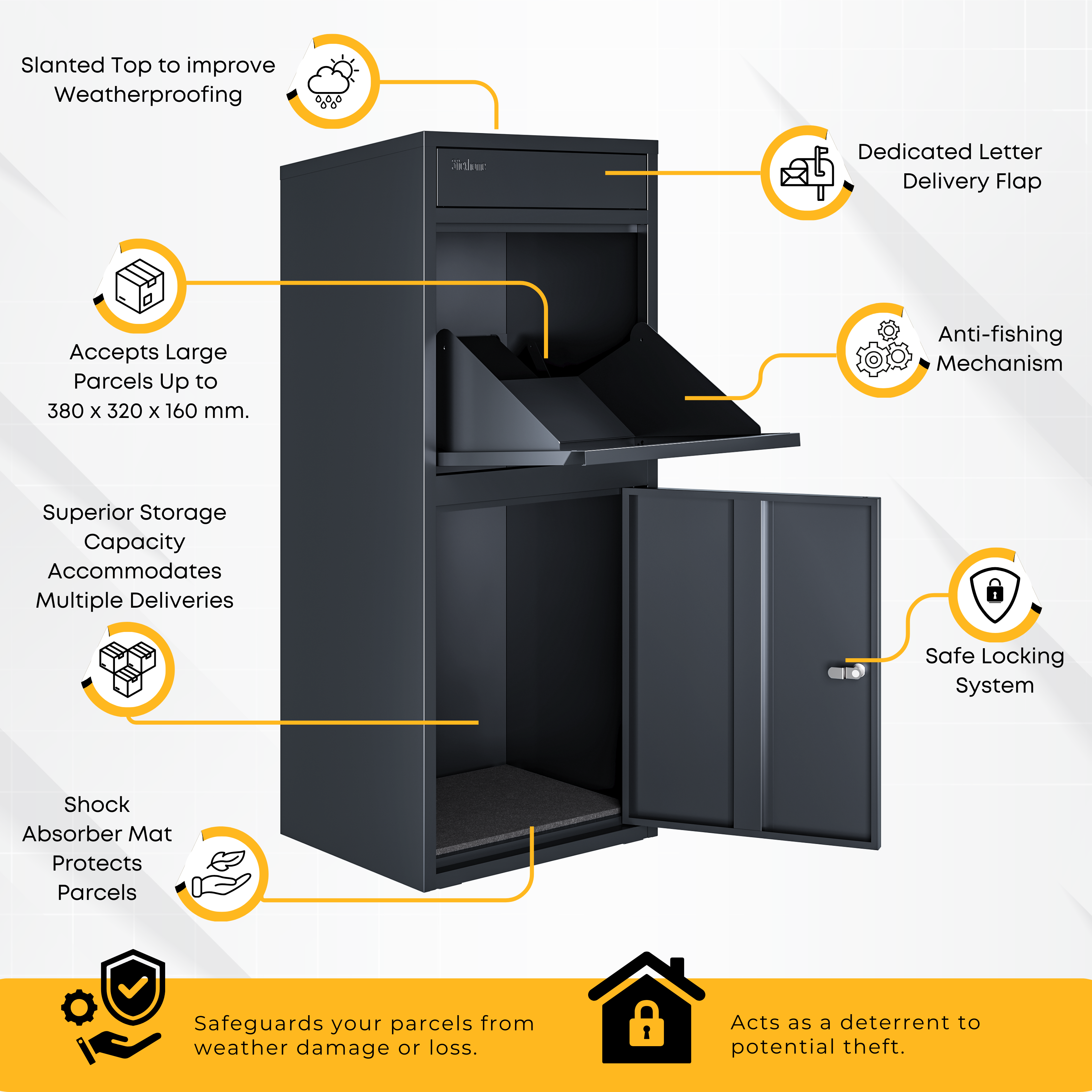 RERURBISHED - Metal Parcel Delivery Box Outdoor - Extra Large (Grey)