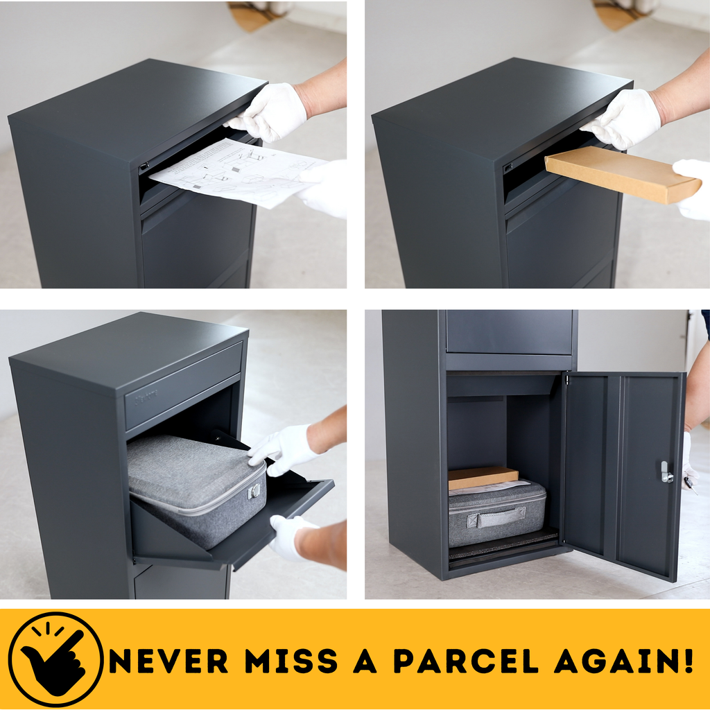 RERURBISHED - Metal Parcel Delivery Box Outdoor - Extra Large (Grey)