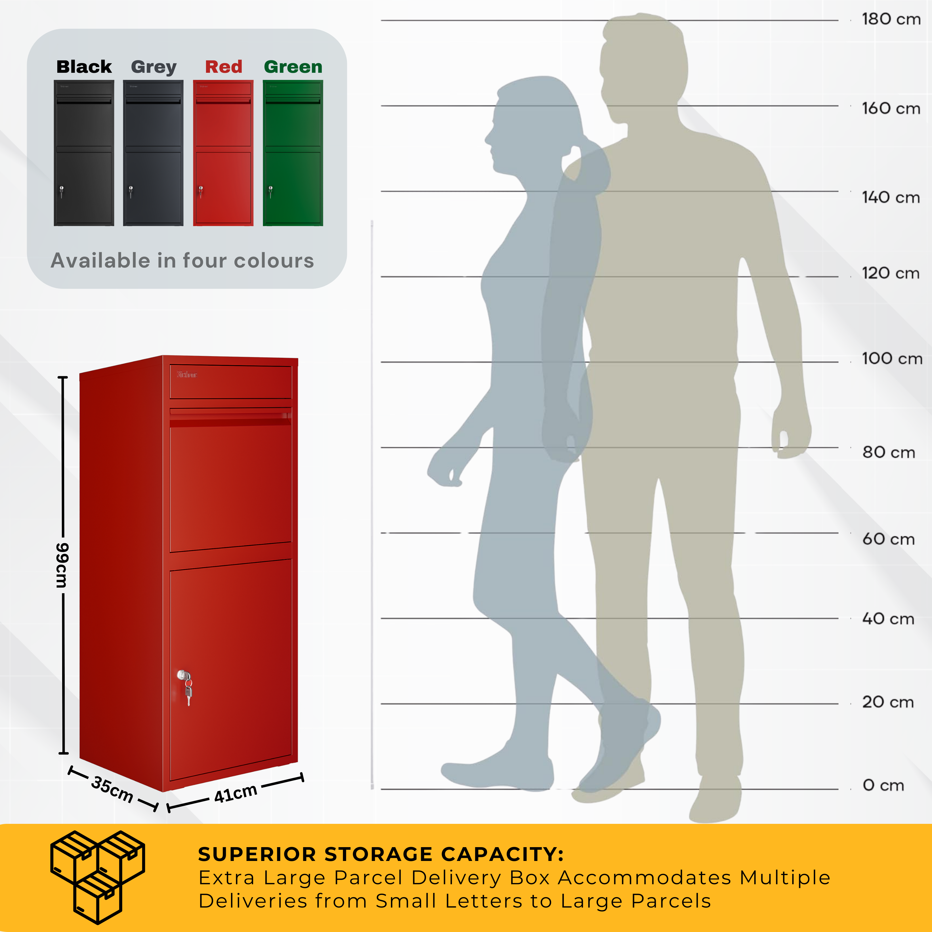 Metal Parcel Delivery Box Outdoor - Extra Large (Red)