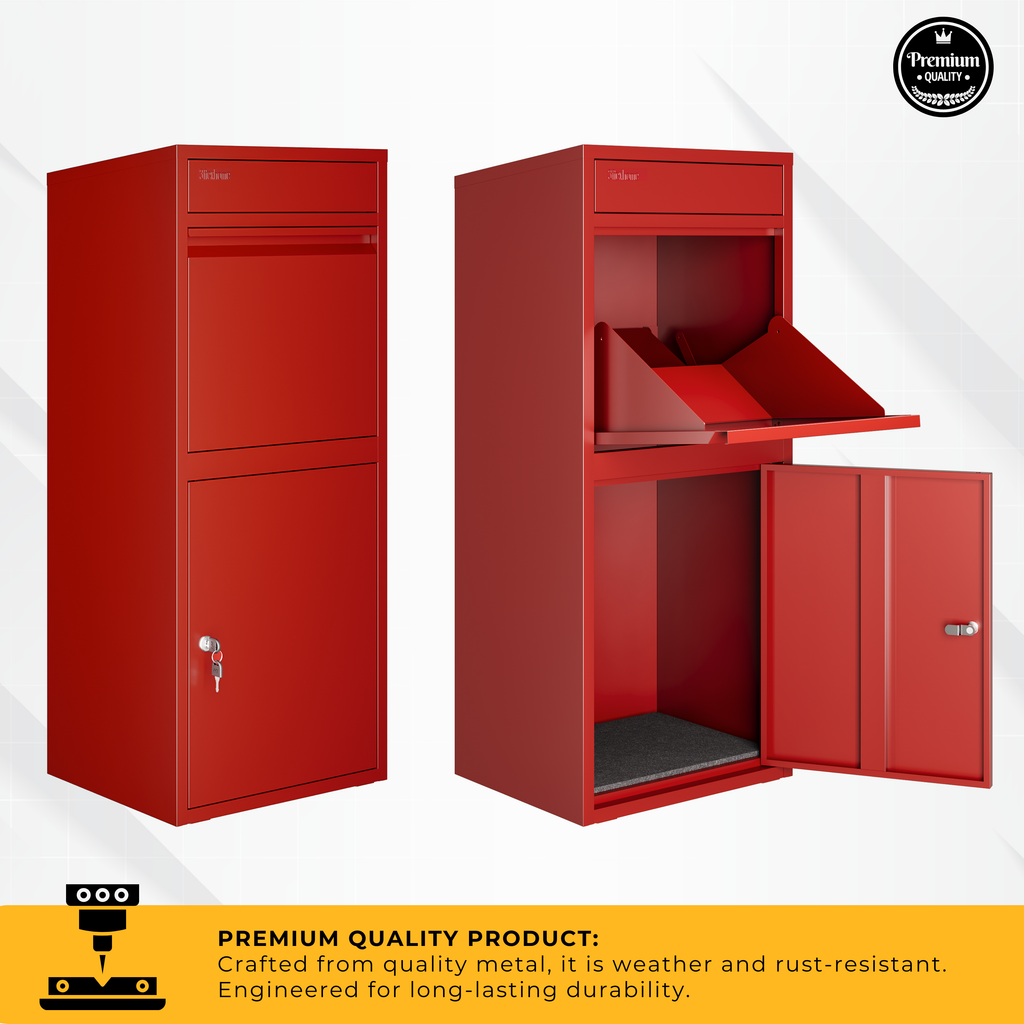Metal Parcel Delivery Box Outdoor - Extra Large (Red)