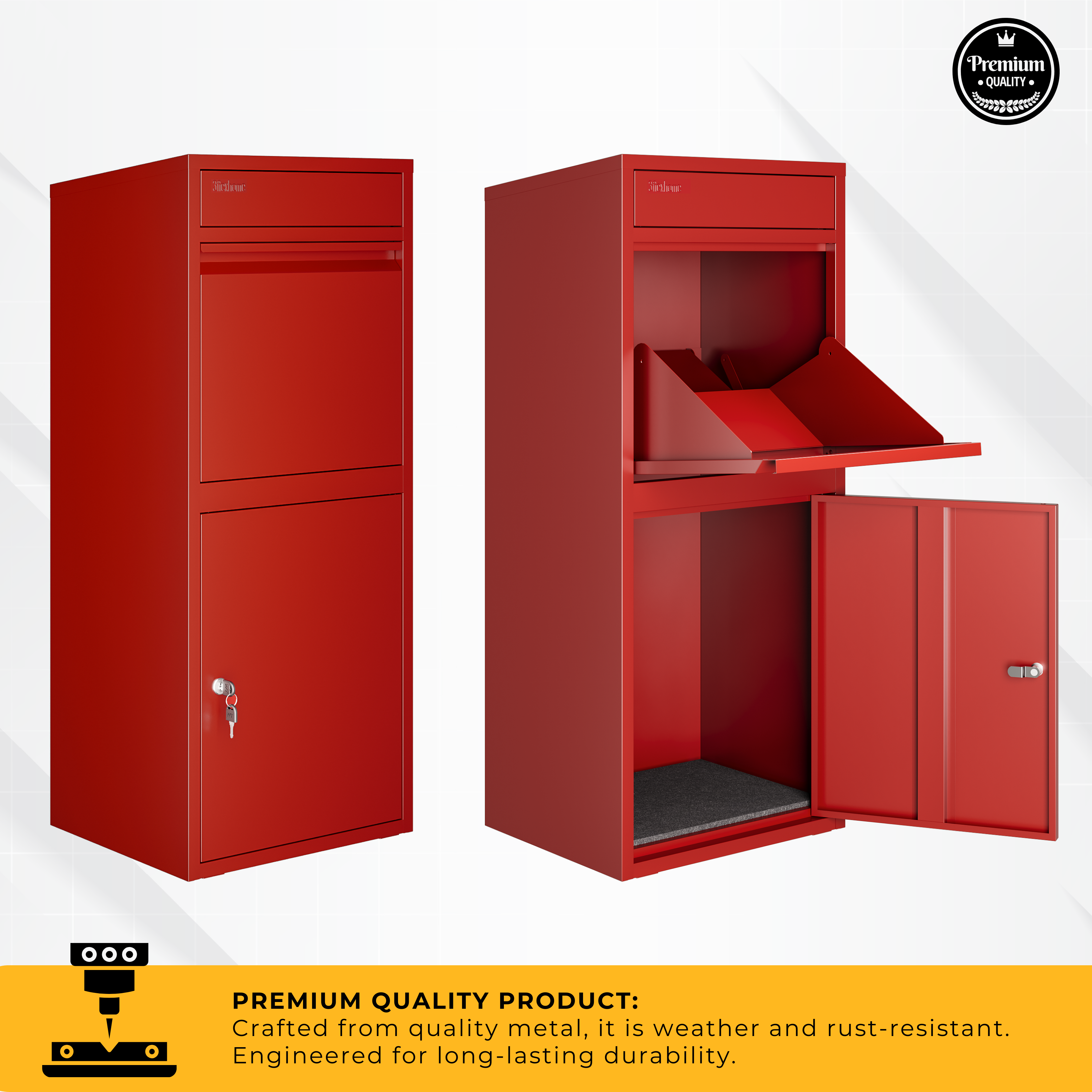 Metal Parcel Delivery Box Outdoor - Extra Large (Red)