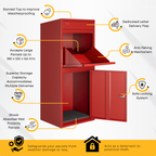 Metal Parcel Delivery Box Outdoor - Extra Large (Red)
