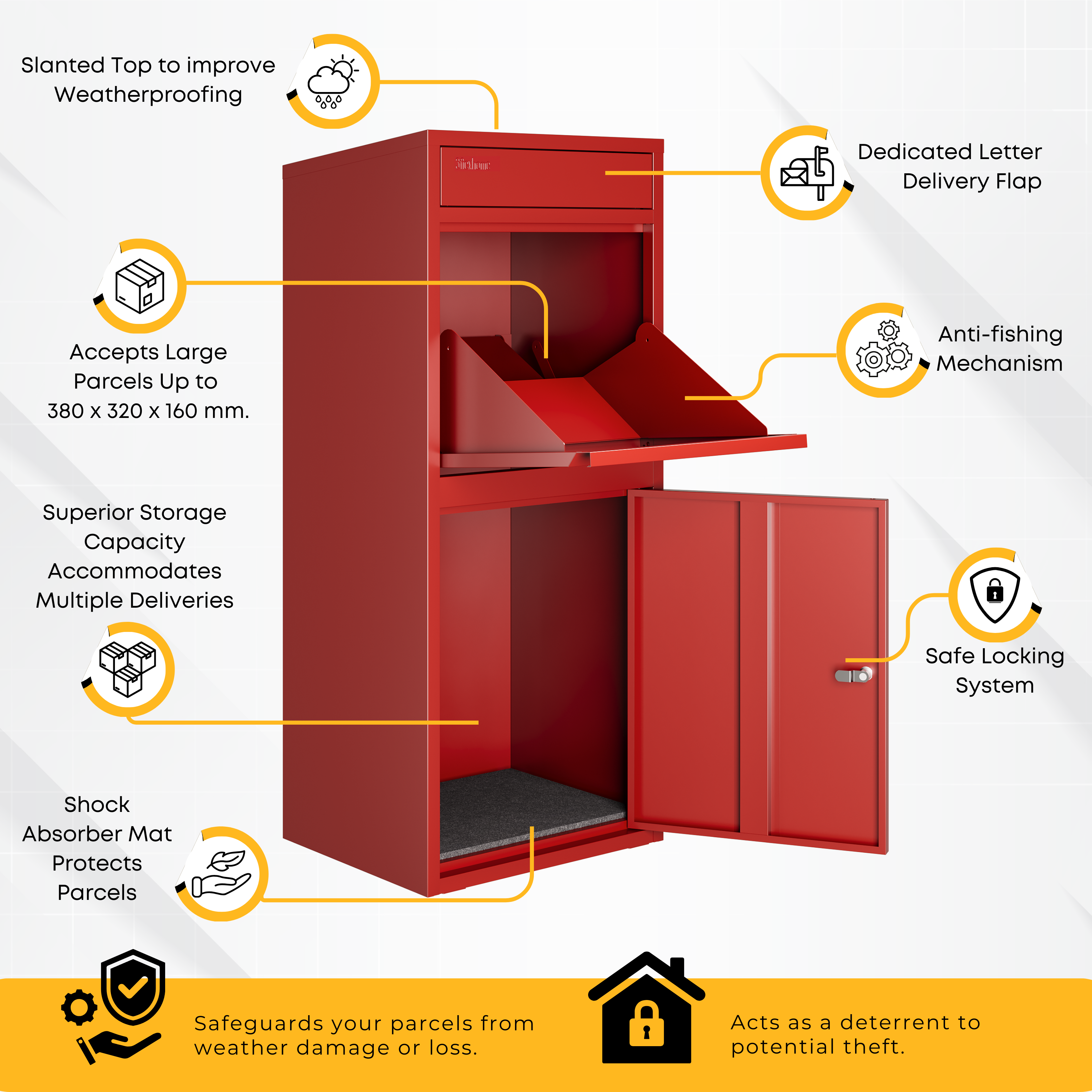 Metal Parcel Delivery Box Outdoor - Extra Large (Red)