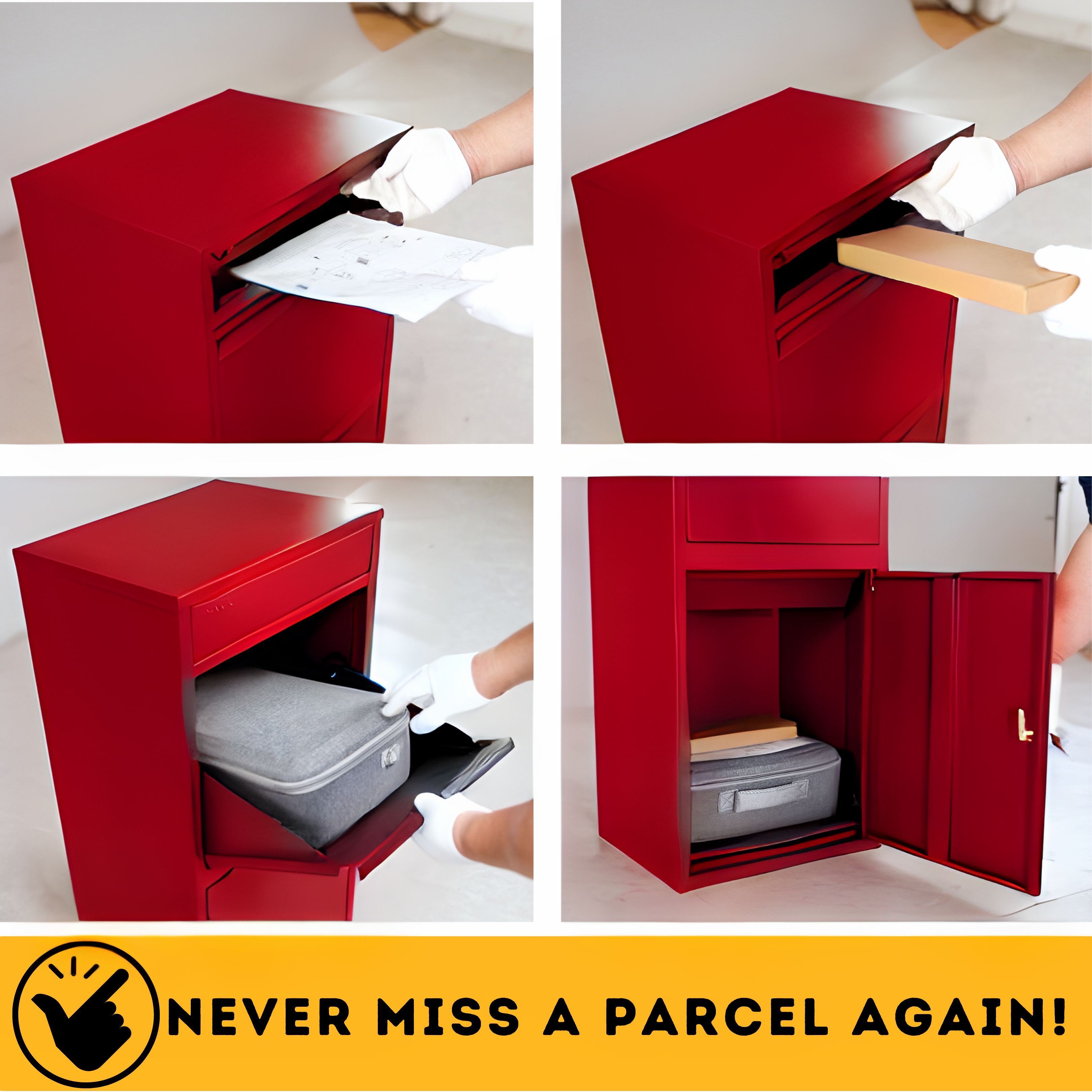 Metal Parcel Delivery Box Outdoor - Extra Large (Red)