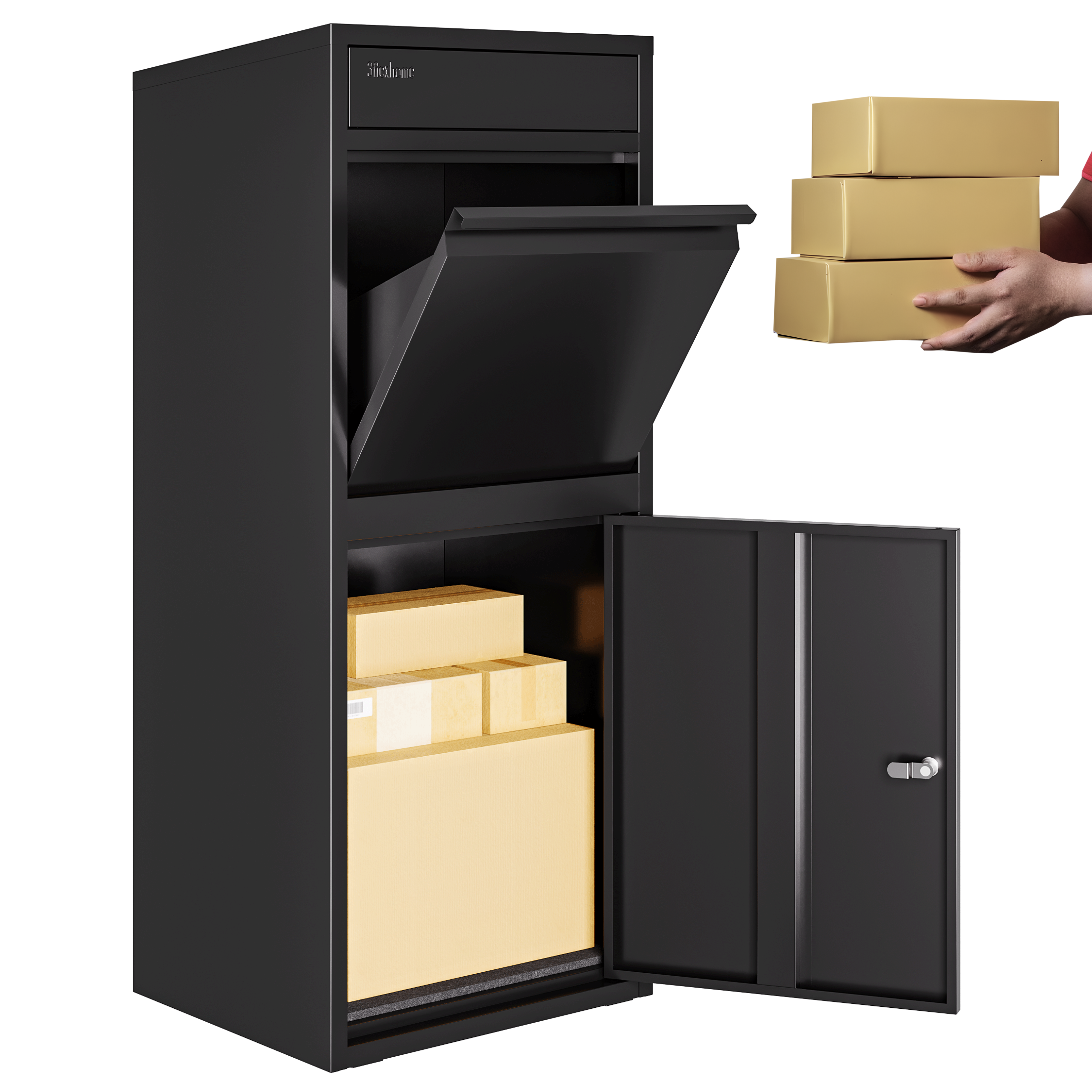 Metal Parcel Delivery Box Outdoor - Extra Large (Black)
