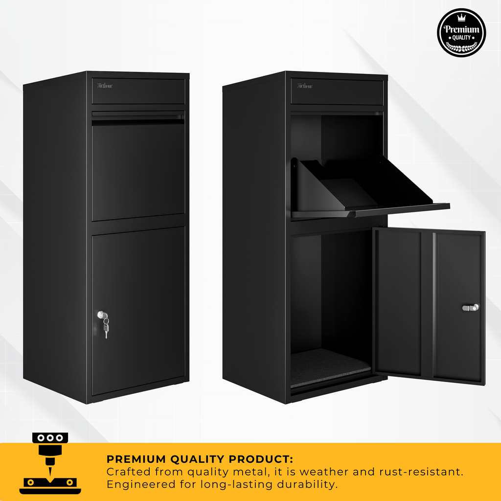 Metal Parcel Delivery Box Outdoor - Extra Large (Black)