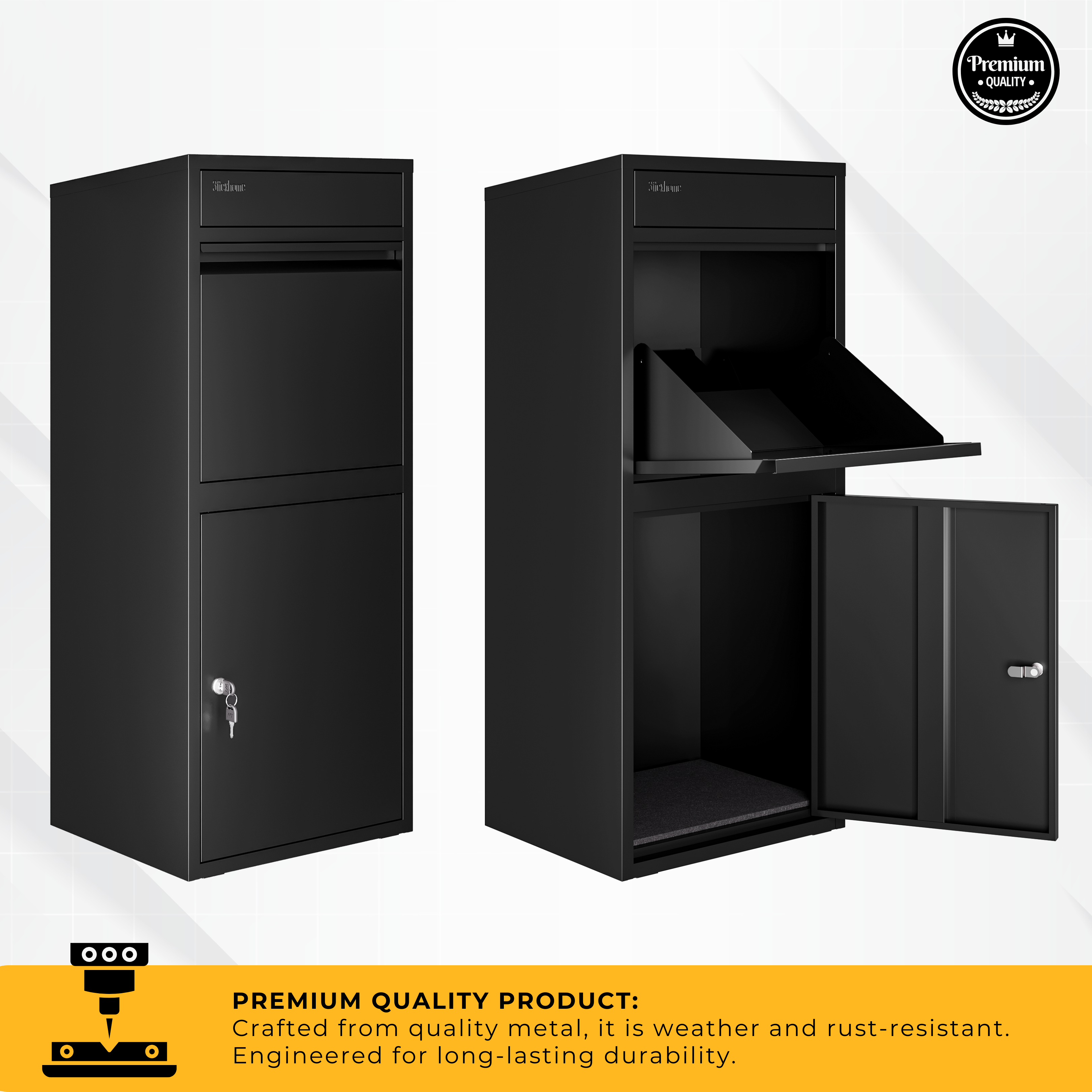 Metal Parcel Delivery Box Outdoor - Extra Large (Black)