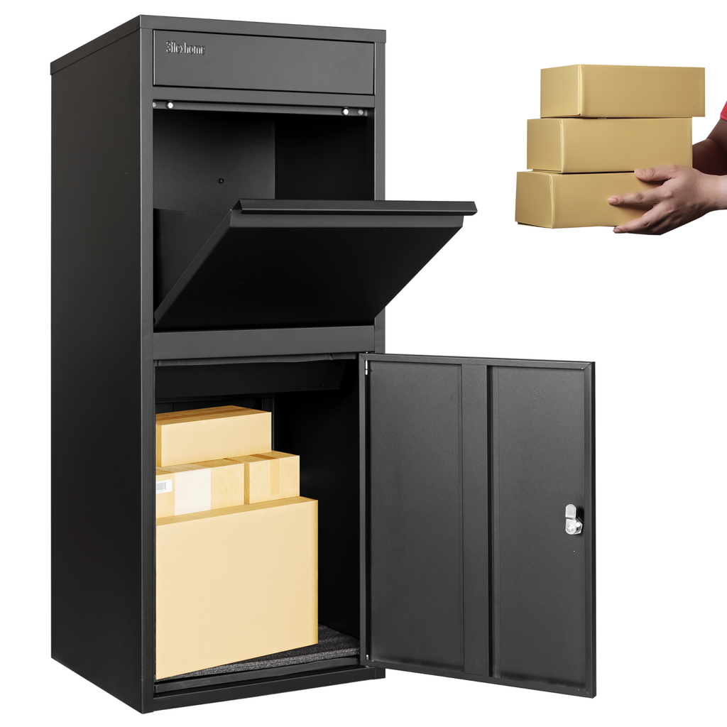 REFURBISHED Anqa Metal Parcel Delivery Box Outdoor - Extra Large (Black)