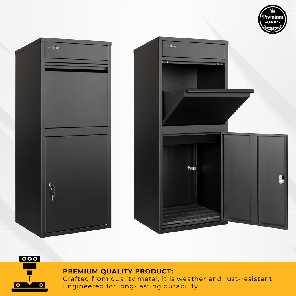 REFURBISHED Anqa Metal Parcel Delivery Box Outdoor - Extra Large (Black)